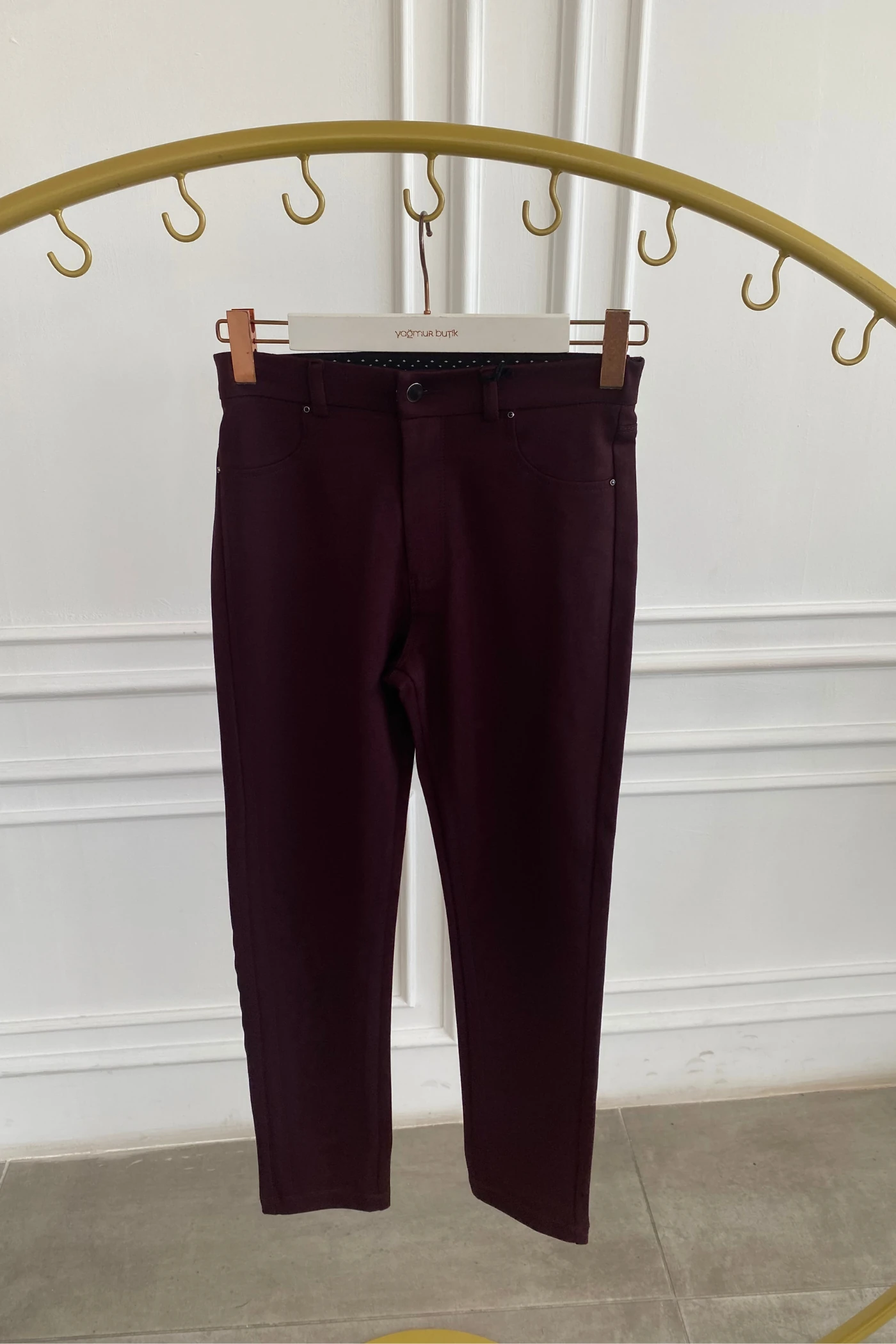 Puntorema En Boy Likralı Spor Pantolon - BORDO