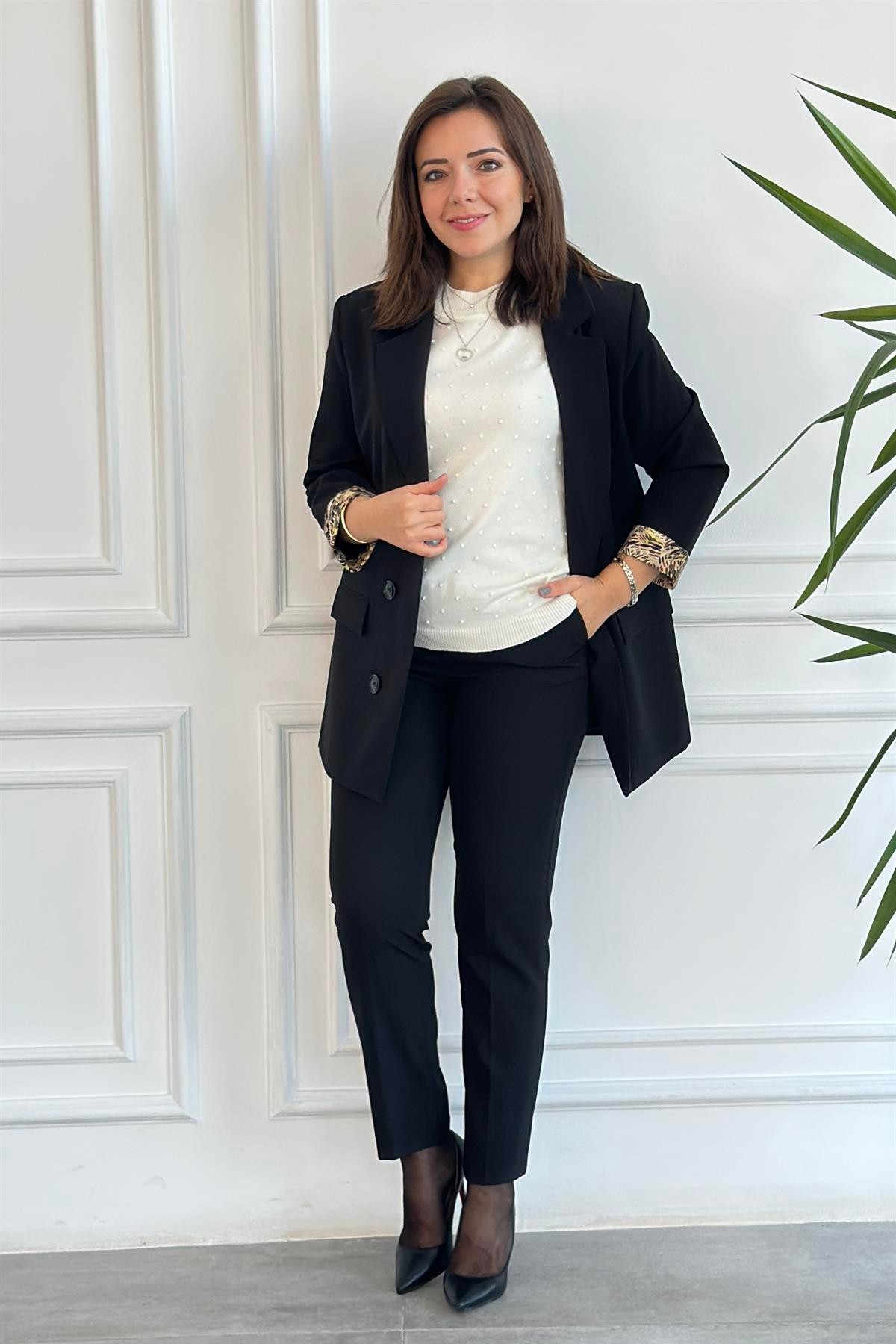 Manşetleri Ve Astarı Karışık Renkli Blazer Ceket