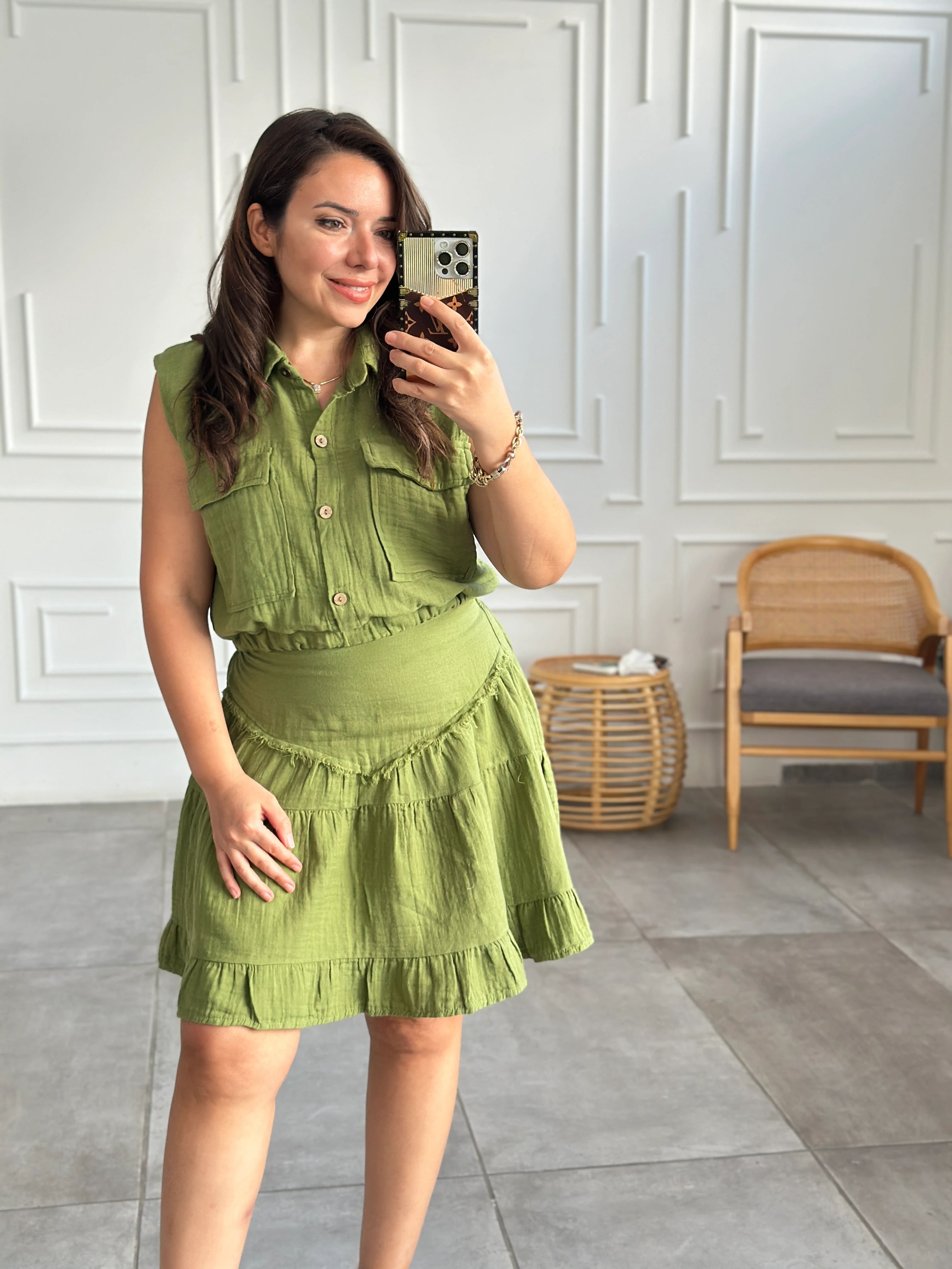 Pis Dikiş Müslin Etek - HAKI