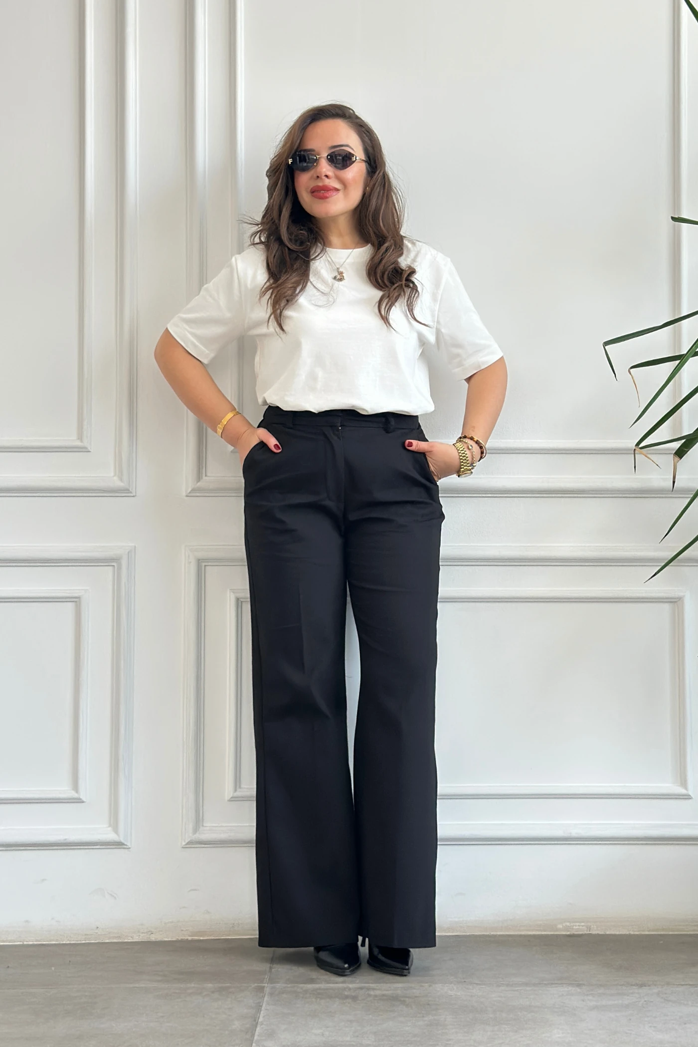 Bisiklet Yaka Kısa Kollu Düz T-Shirt - EKRU