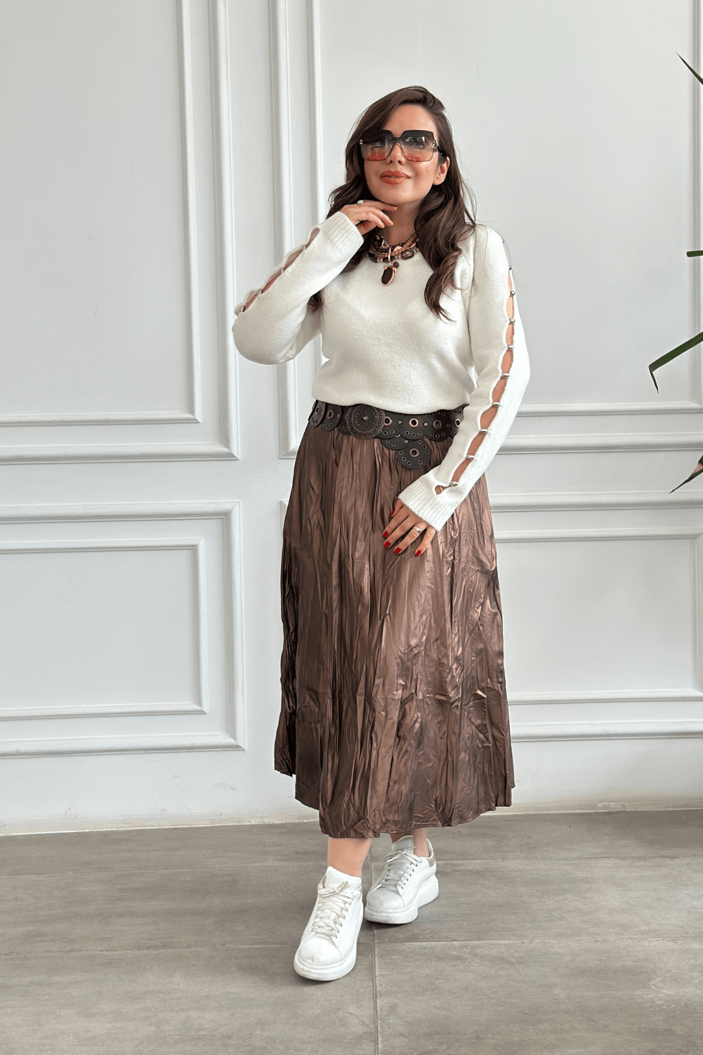 Kolları Zımba Dekolte Detaylı Triko