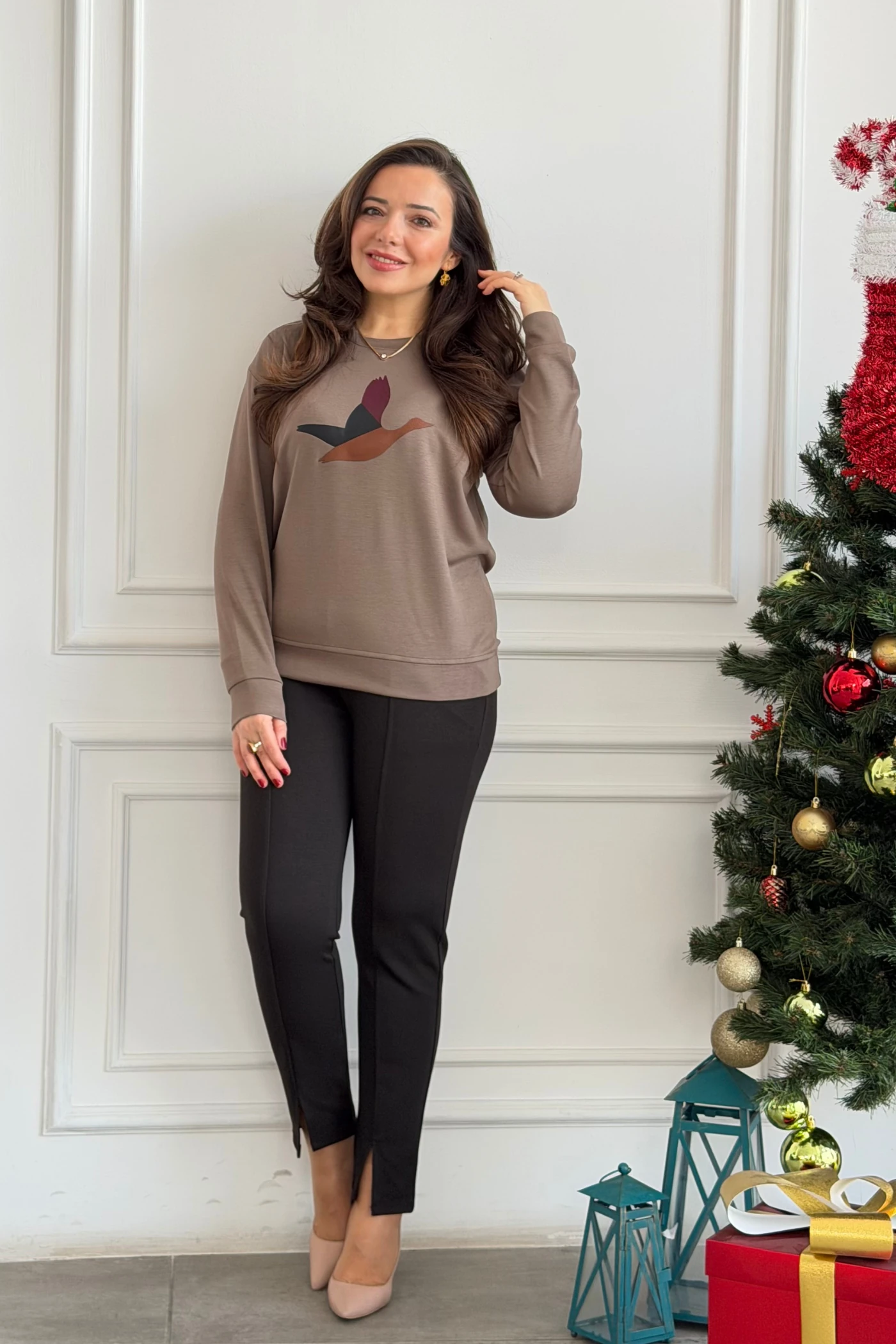 Önü Kuş Baskılı Sweat  - VIZON