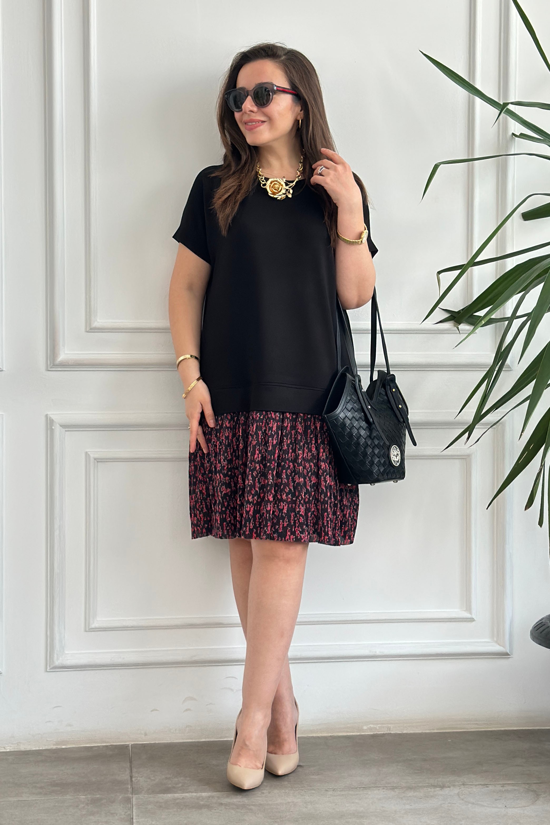 Çiçek Pilise Detaylı Sweat Elbise