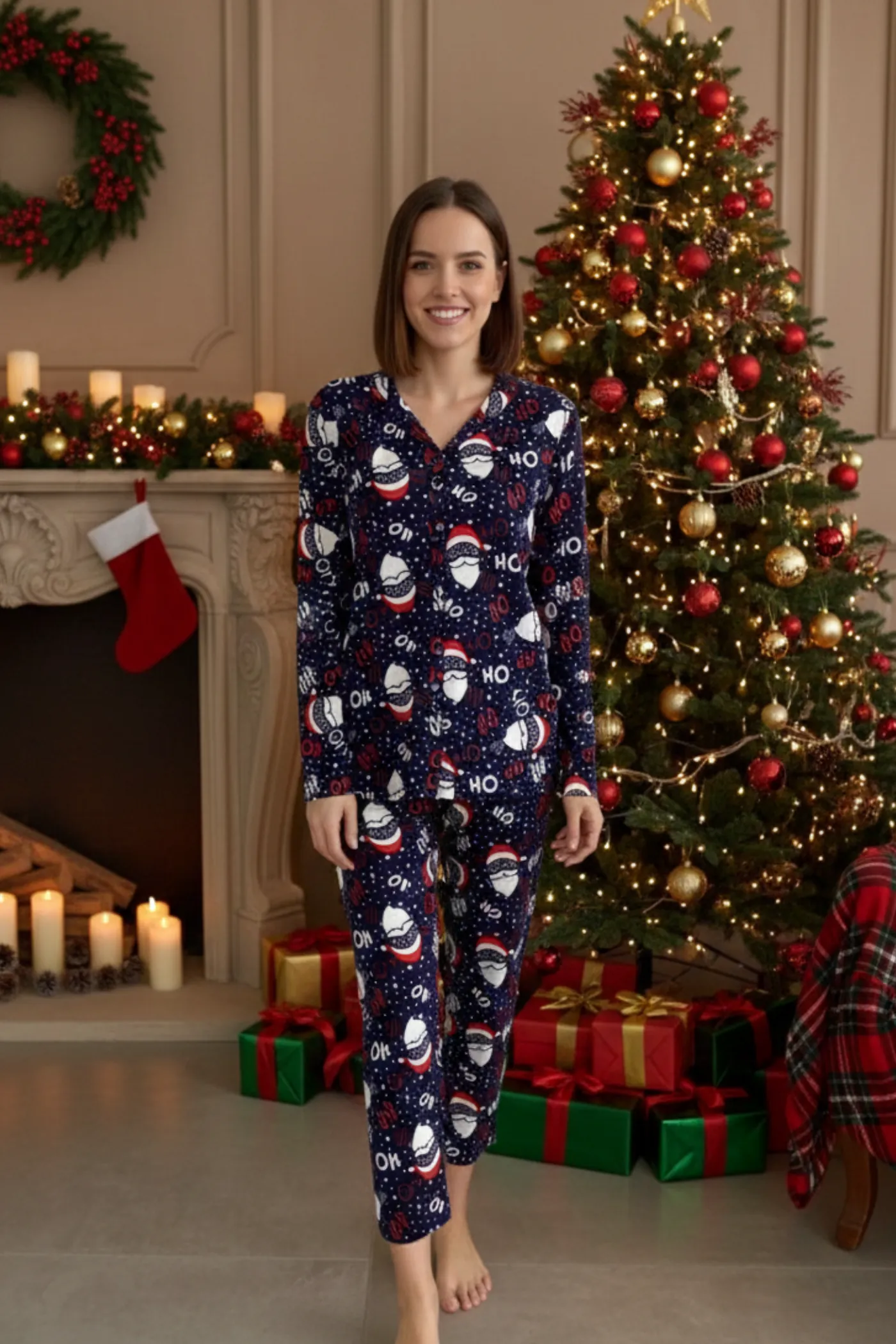 Şapka Desenli Pijama Takımı