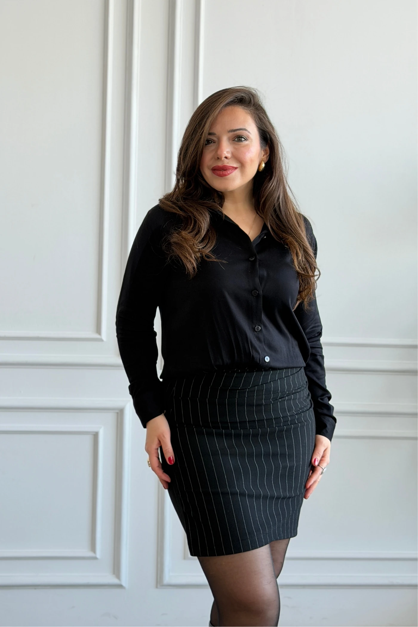 Gömlek Detaylı Scuba Elbise