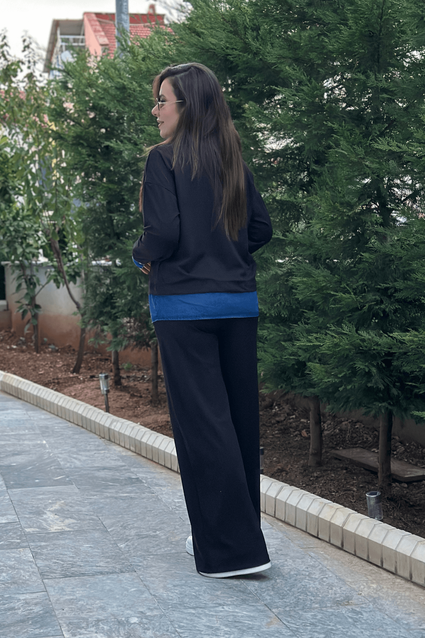 Etek Ucu Kot Detaylı Pantolonlu Takım