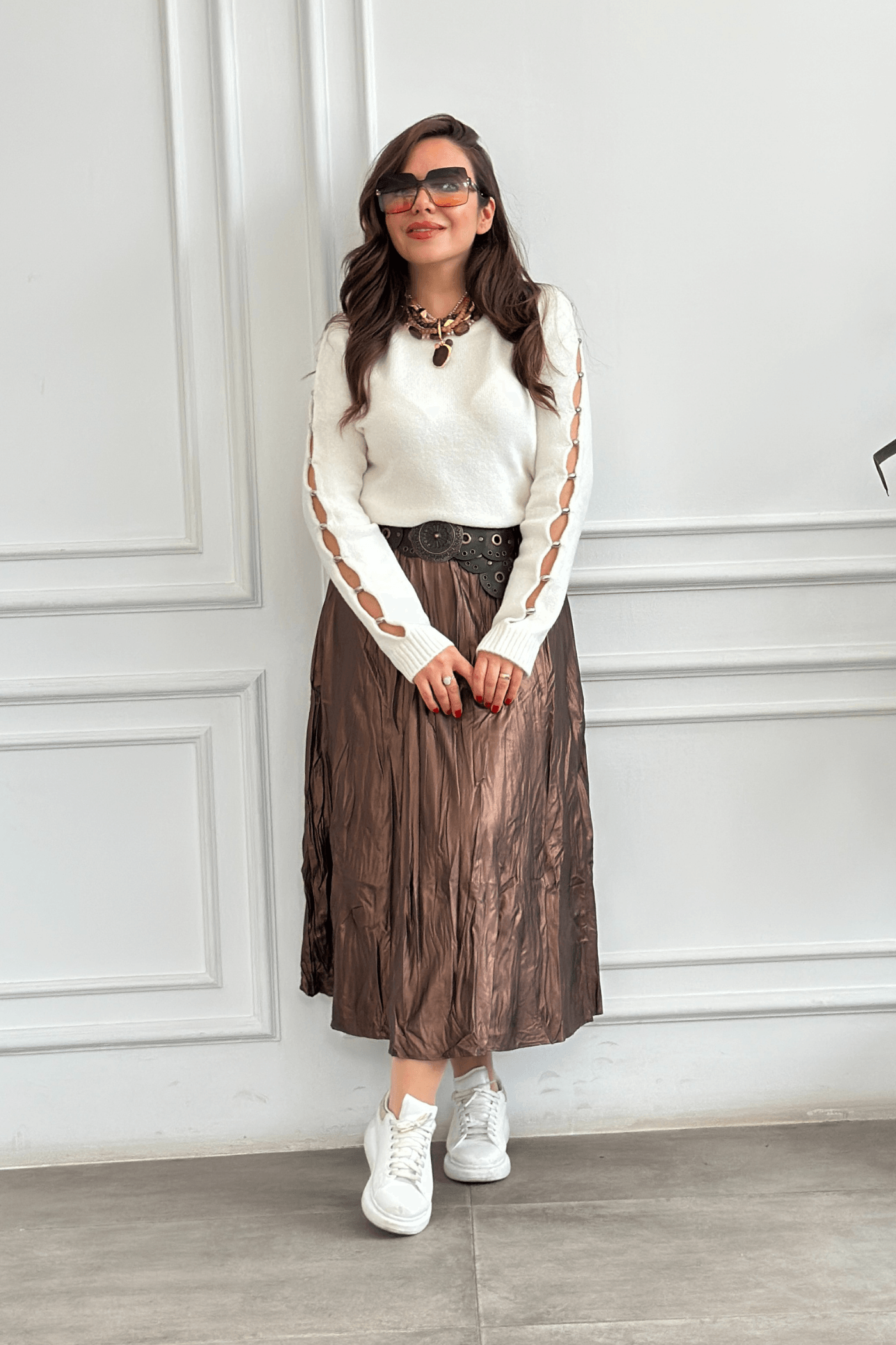 Kolları Zımba Dekolte Detaylı Triko