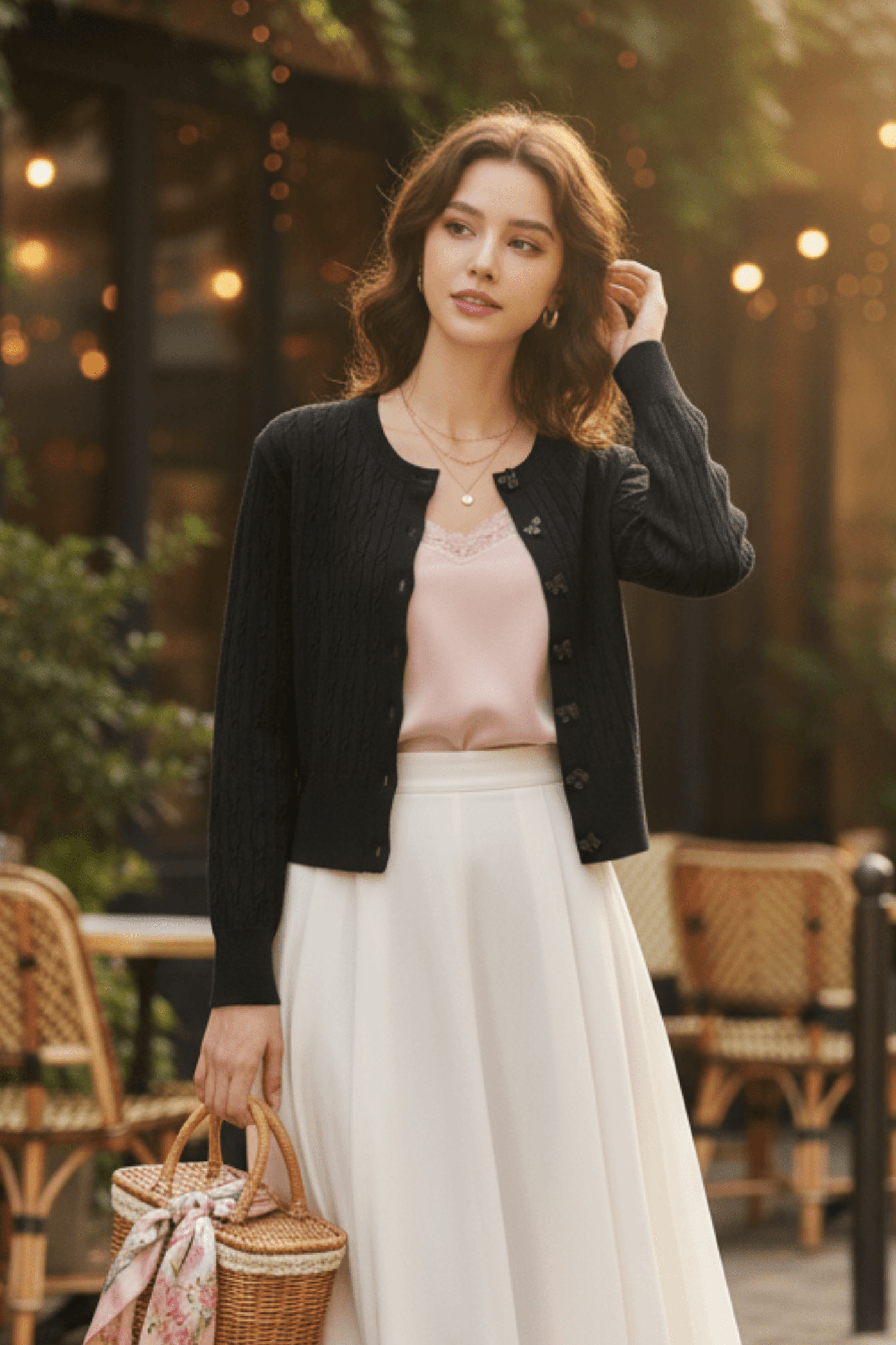 Kelebek Metal Aksesuar Detaylı Triko Ceket