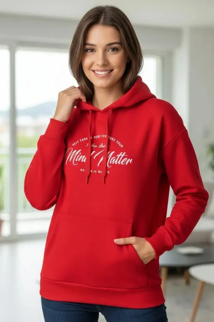 Kanguru Cep Detaylı Kapşonlu Sweat