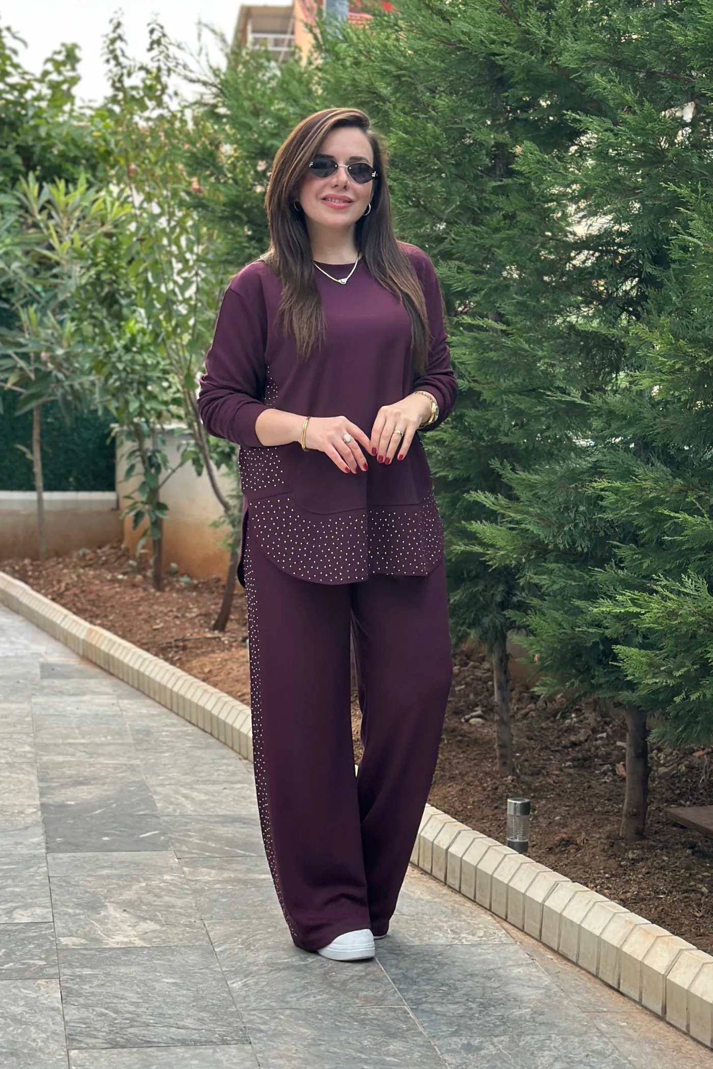 Etek Ucu Ve Yanları Taş Detaylı Takım - MURDUM