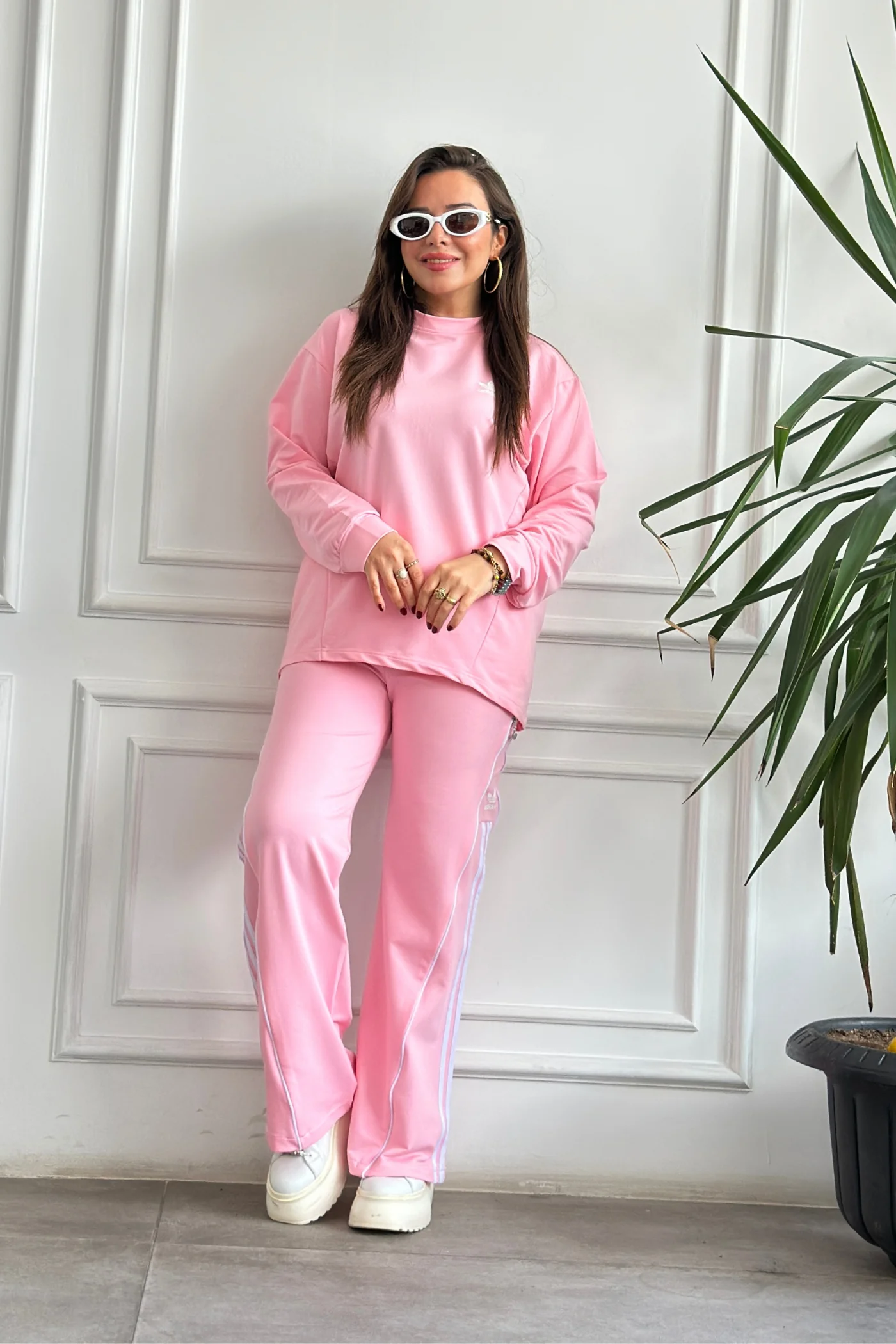 Arkası Ve Paçası Fermuar Detaylı Eşofman Takımı - PEMBE