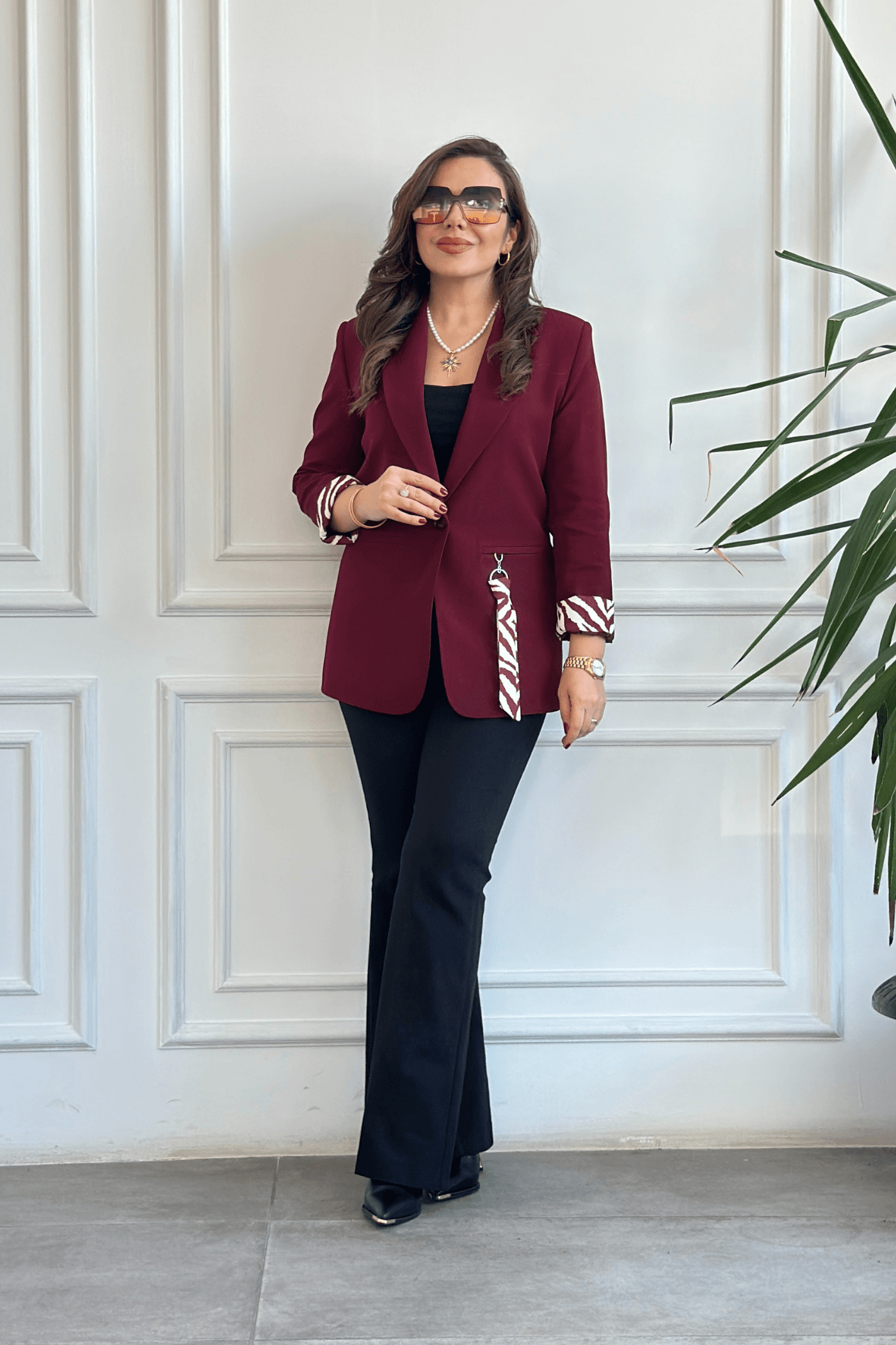 Cebi Fularlı Blazer Ceket