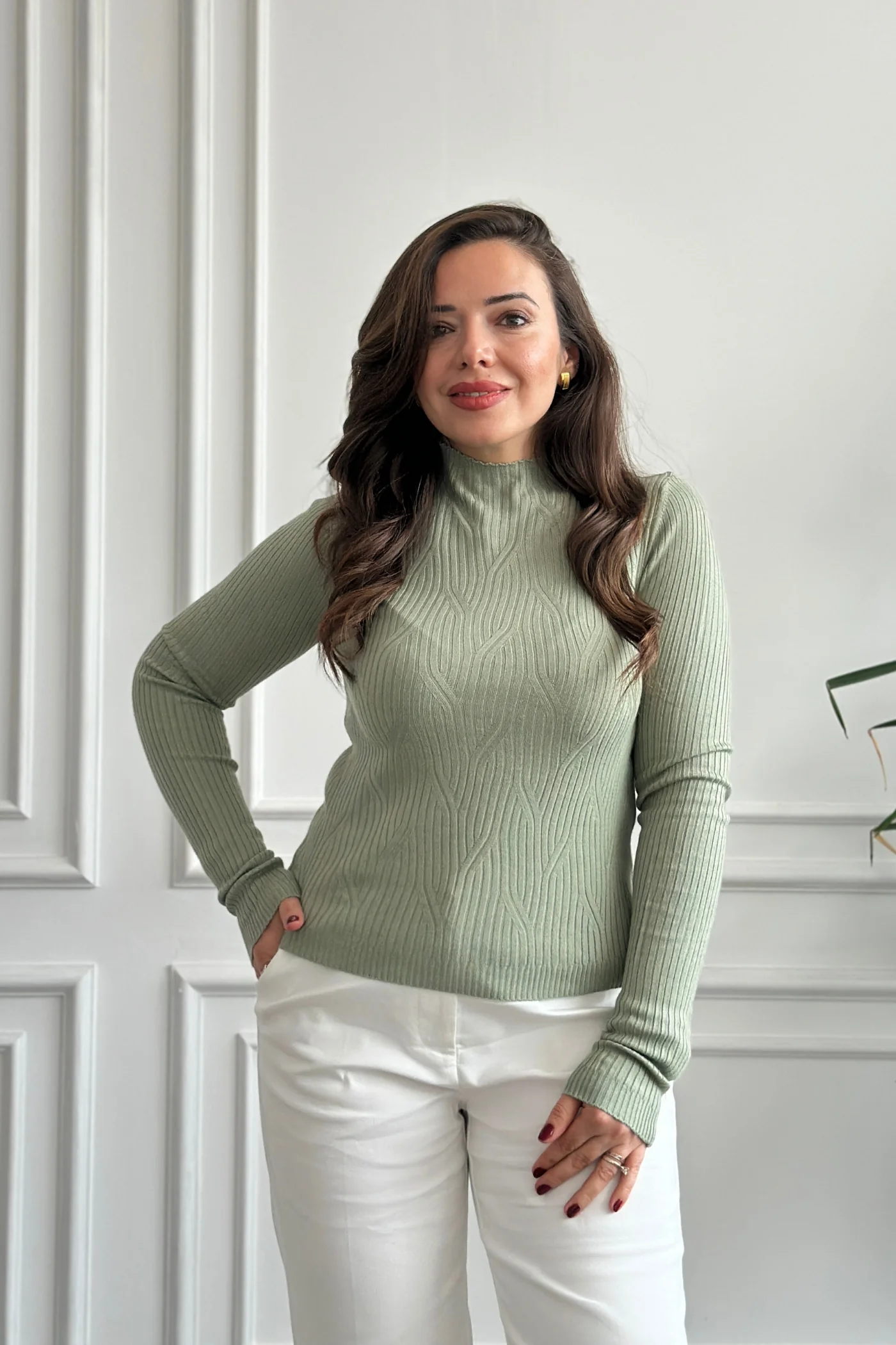 Yarım Balıkçı Fitilli Triko - MINT