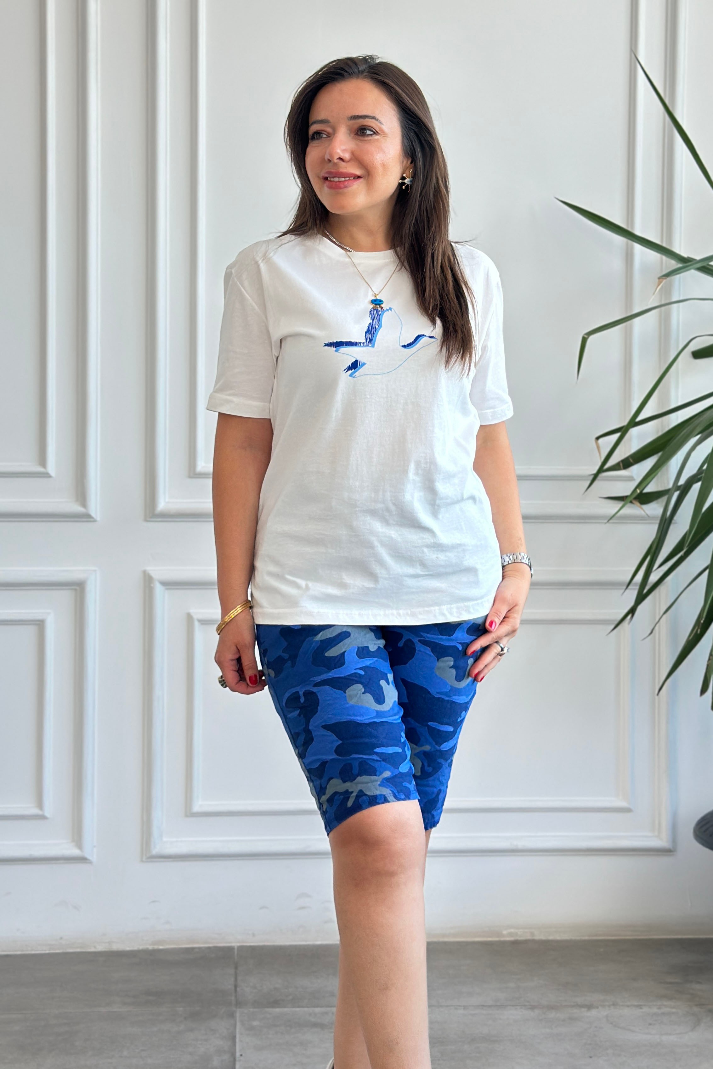 Kuş Baskılı T-Shirt 