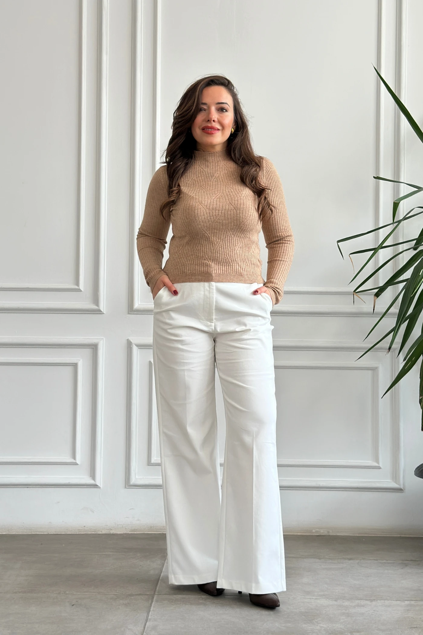 Yarım Balıkçı Fitilli Triko - SUTLU KAHVE