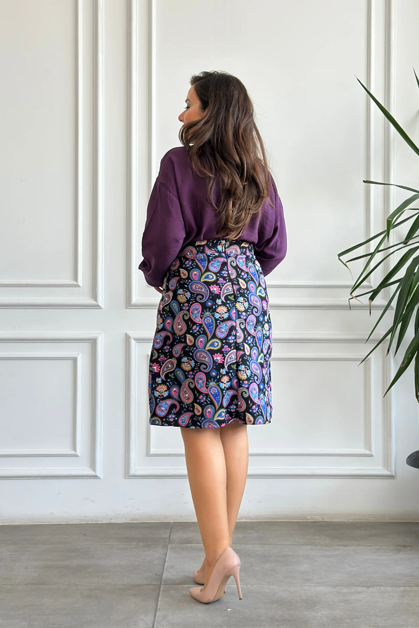 Önü Süs Düğme Detaylı Pazen Çan Etek