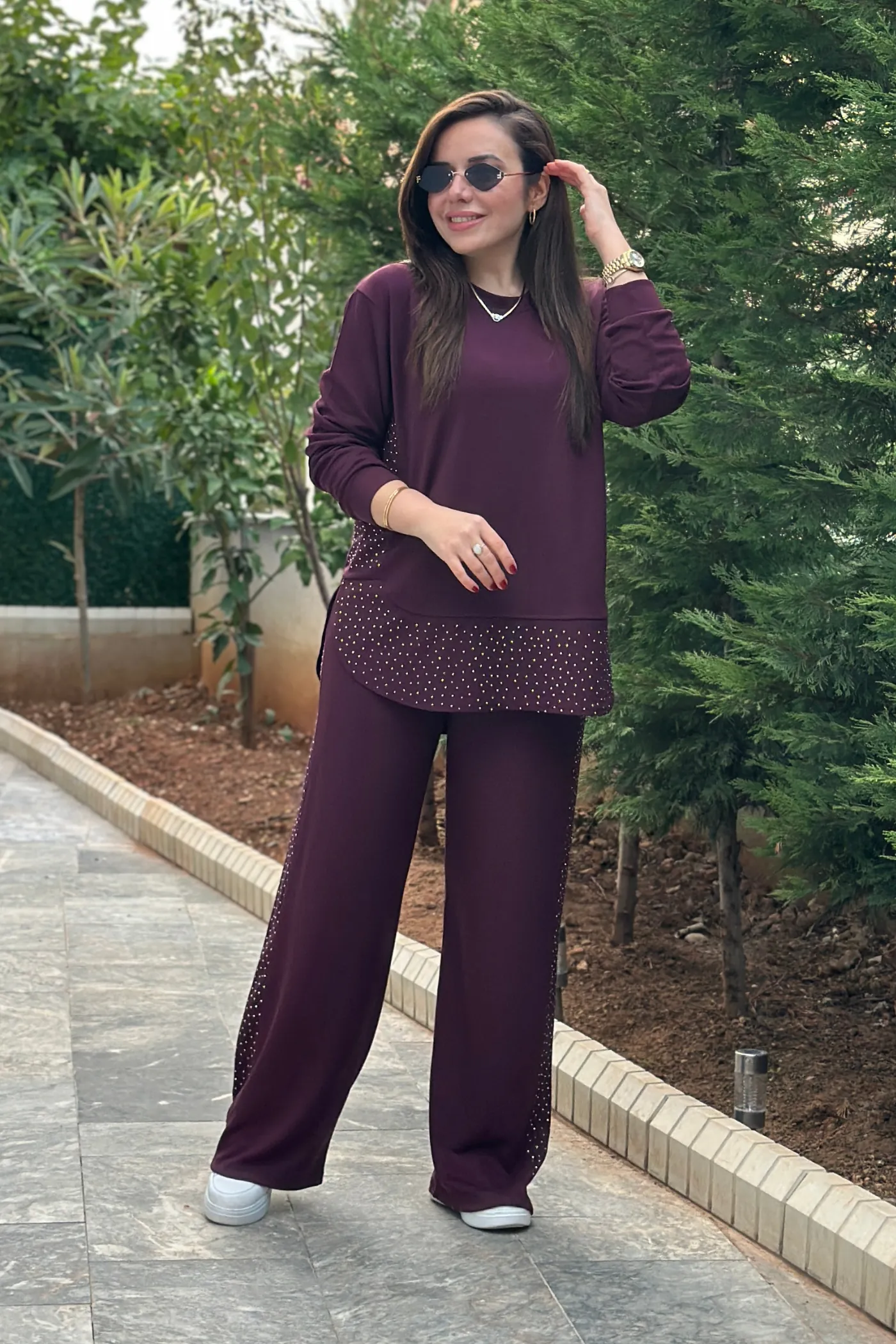 Etek Ucu Ve Yanları Taş Detaylı Takım - MURDUM