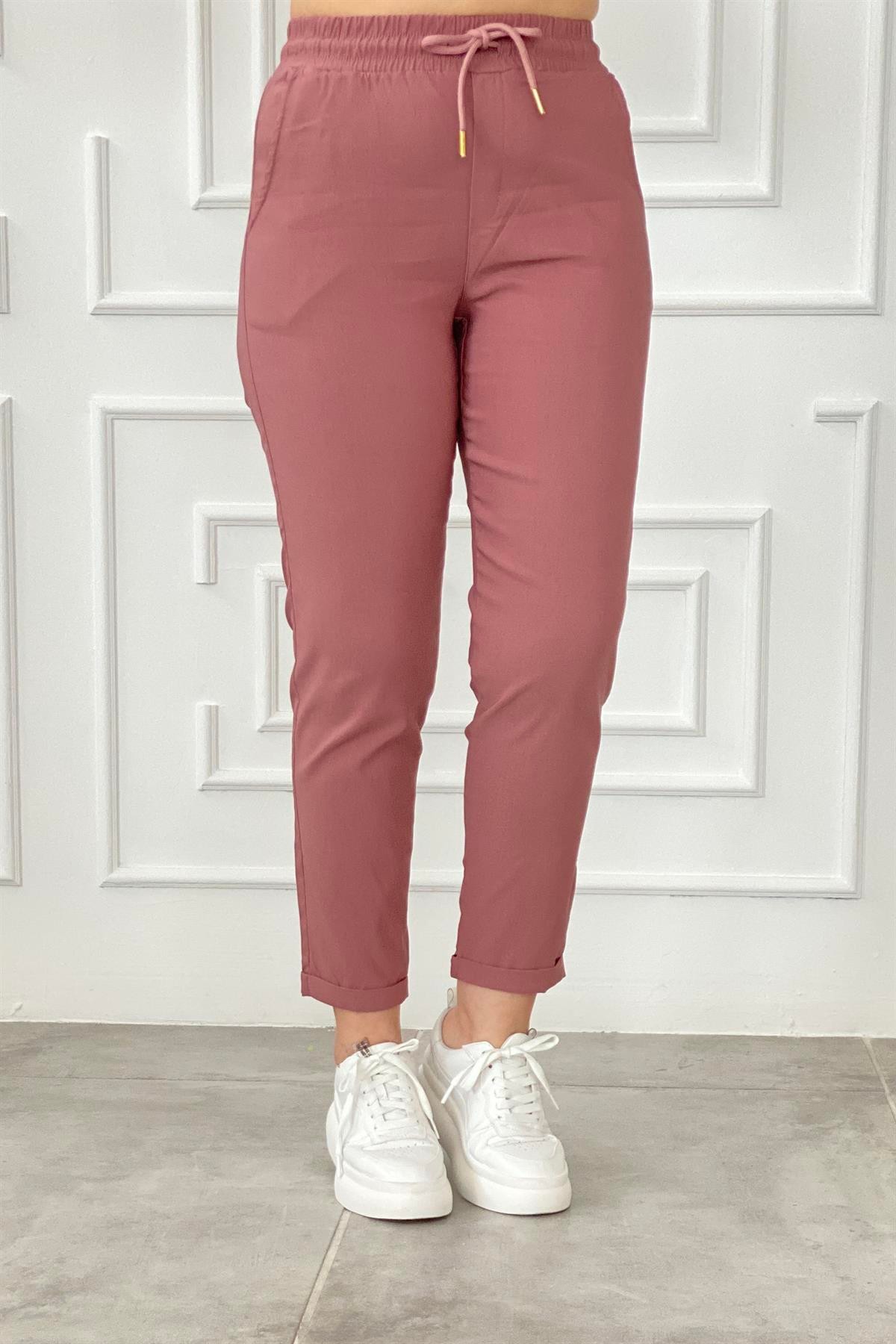 Duble Paça Beli Lastikli Pantolon