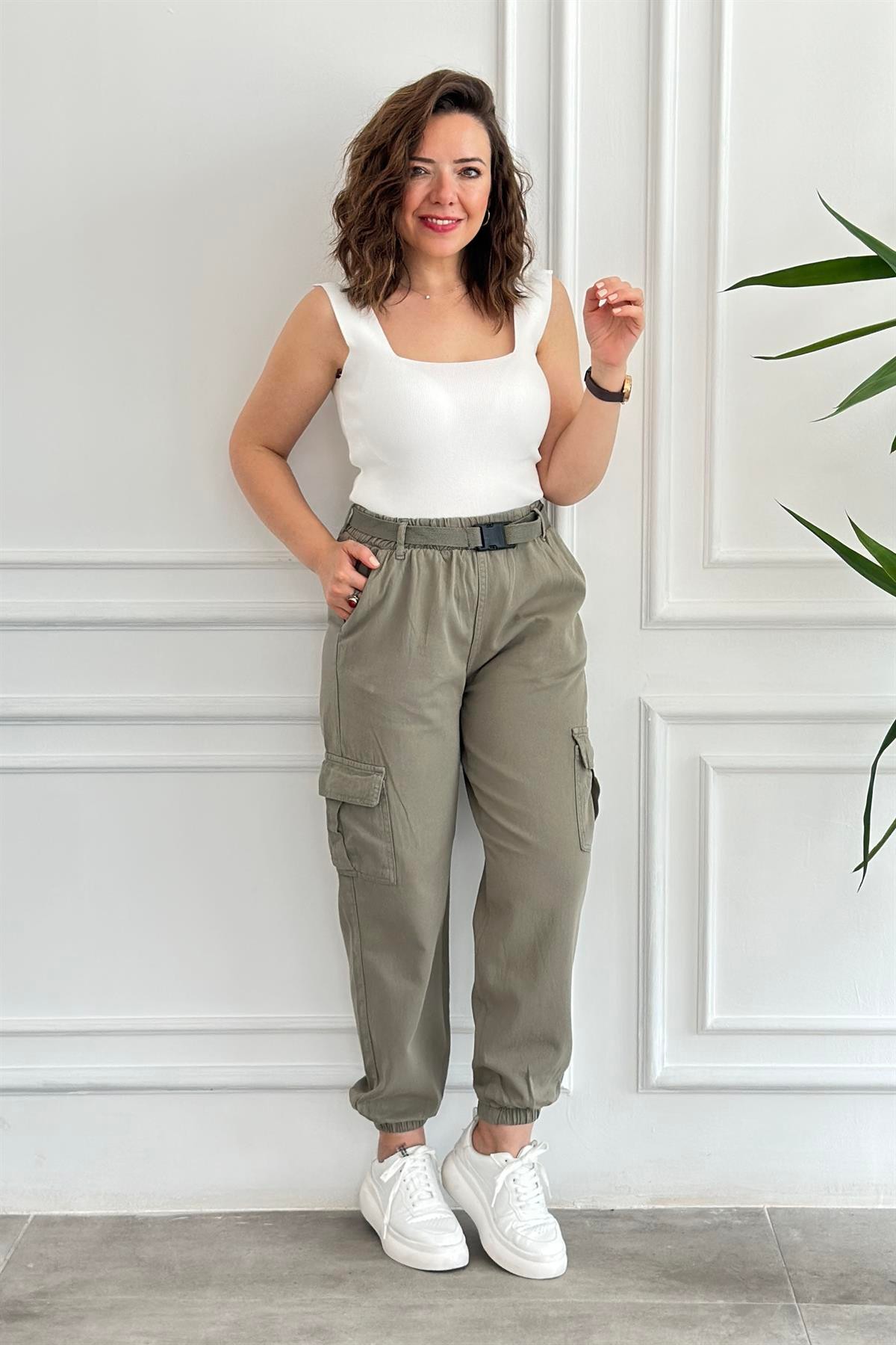 Kargo Cepli Kemer Detaylı Gabardin Pantolon