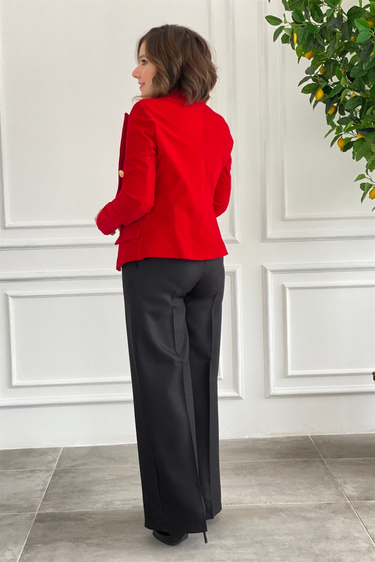 6 Düğmeli Kadife Blazer Ceket