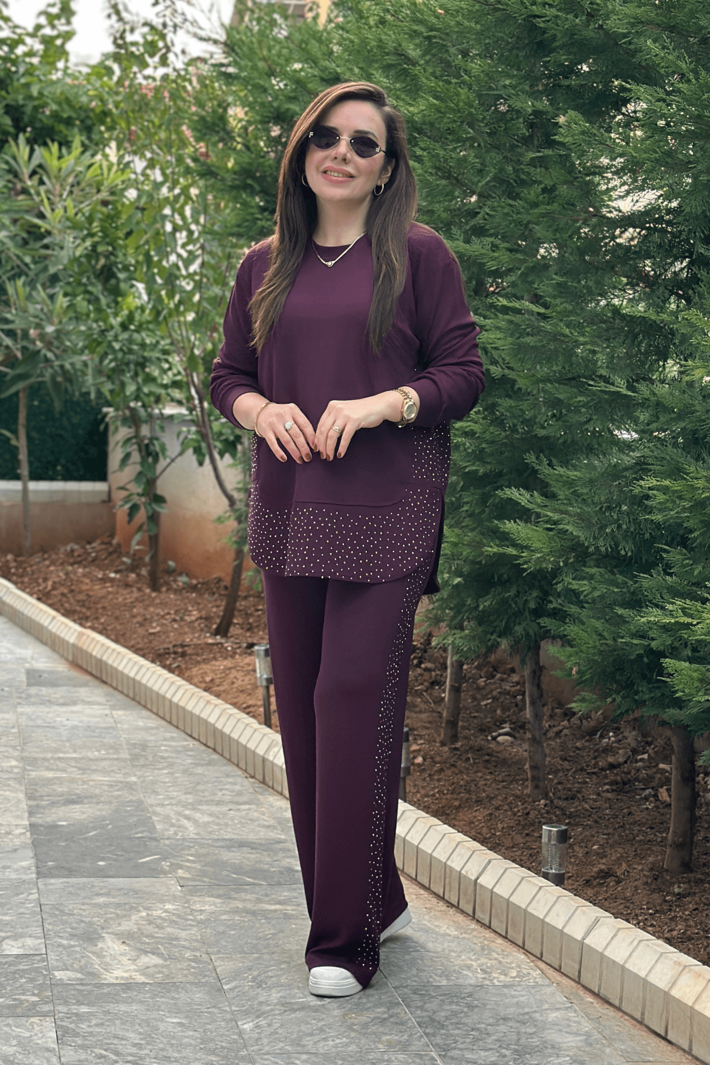Etek Ucu Ve Yanları Taş Detaylı Takım - MURDUM