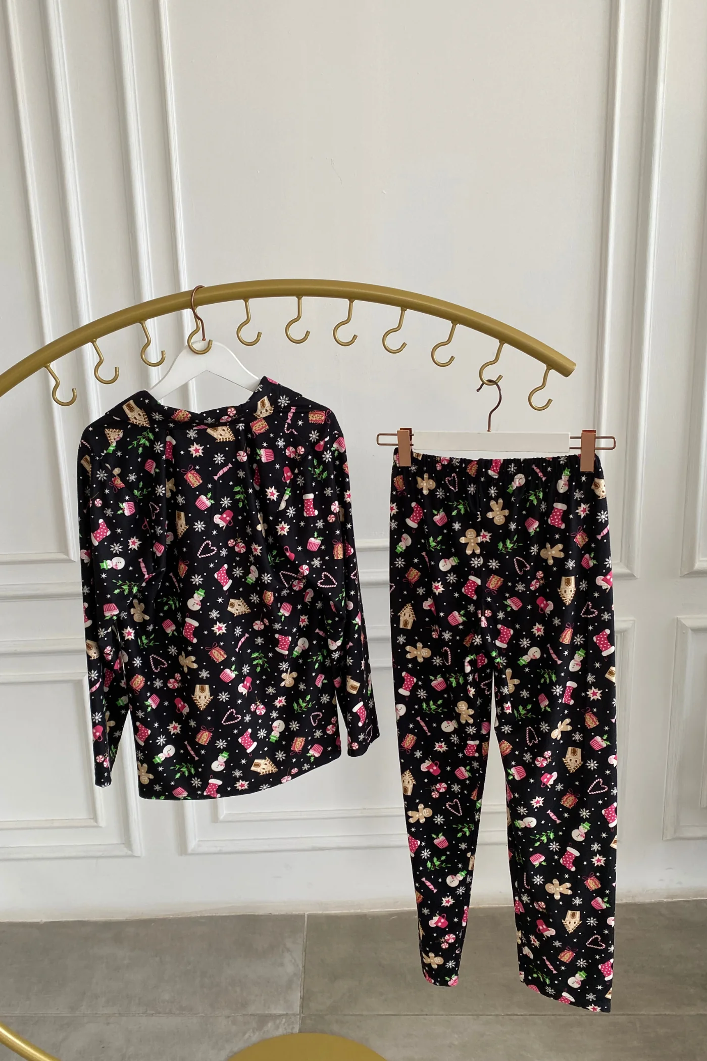 Noel Desenli Pijama Takımı - SIYAH