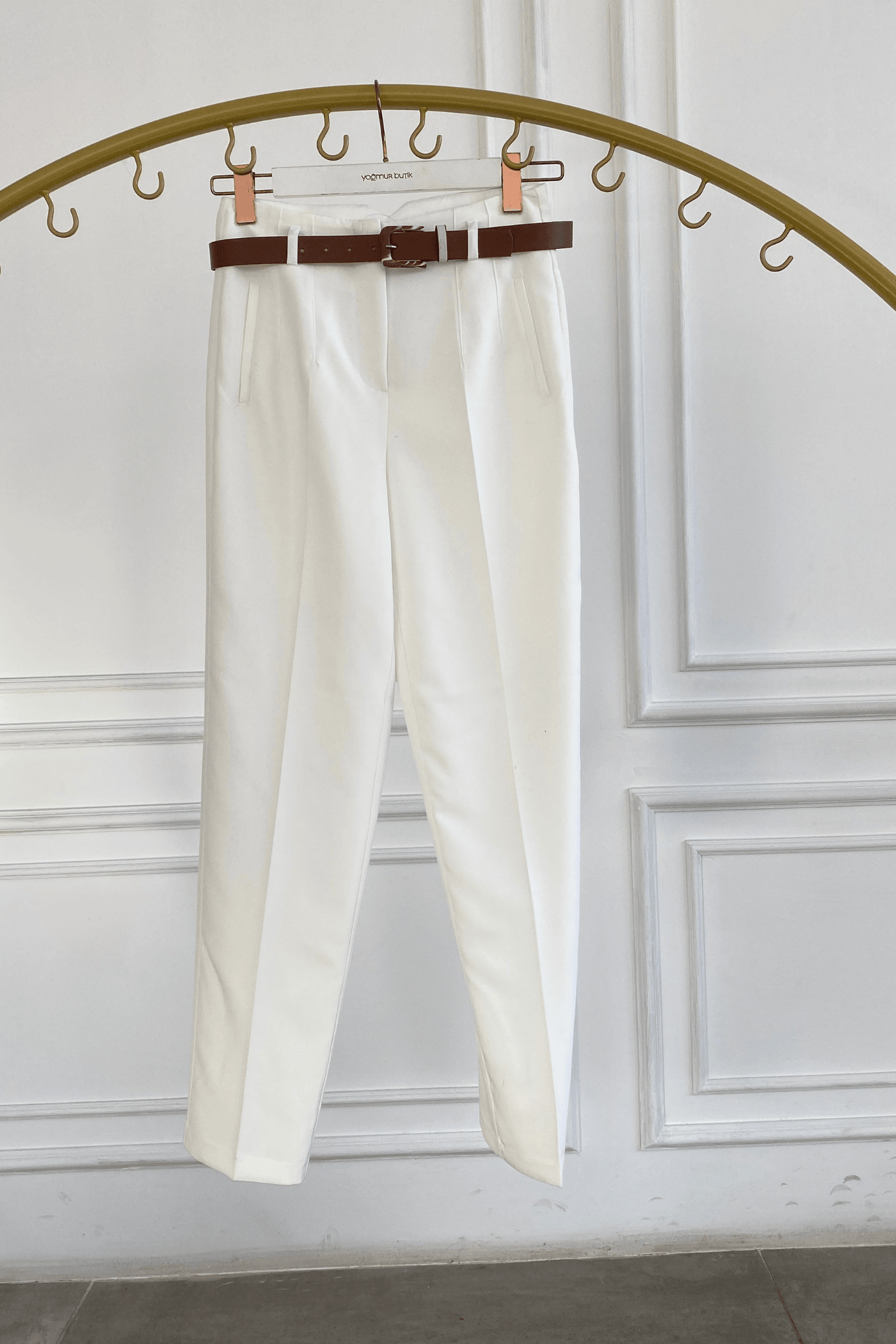 Kendinden Kemerli Kumaş Pantolon