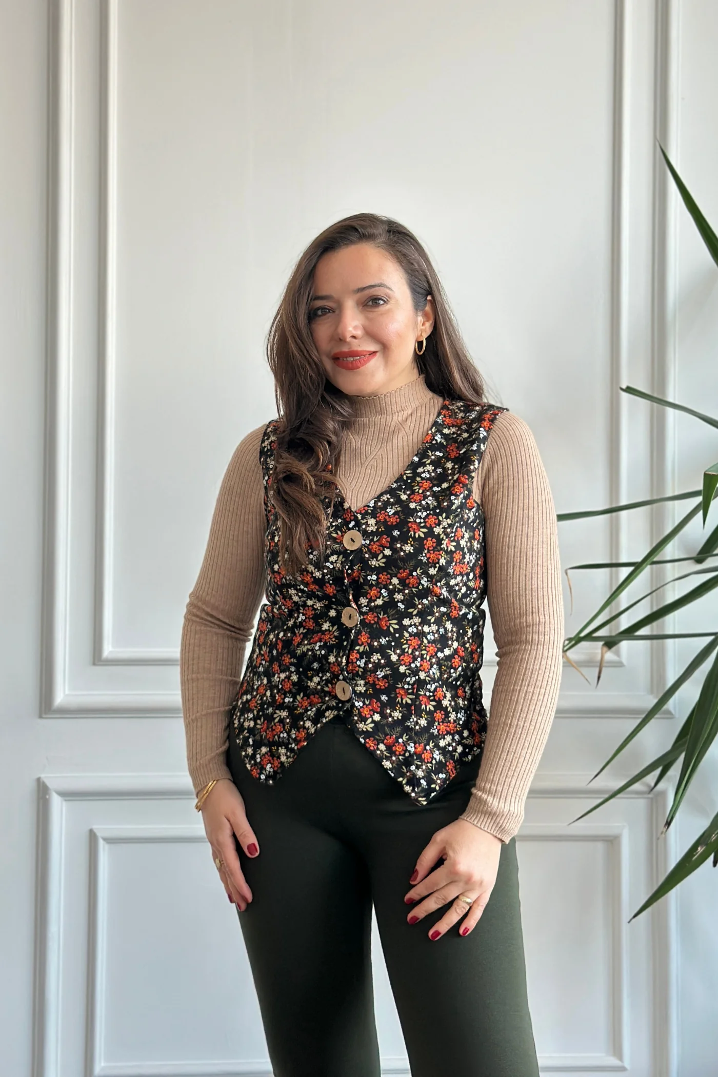 Desenli Pazen Yelek - KIREMIT