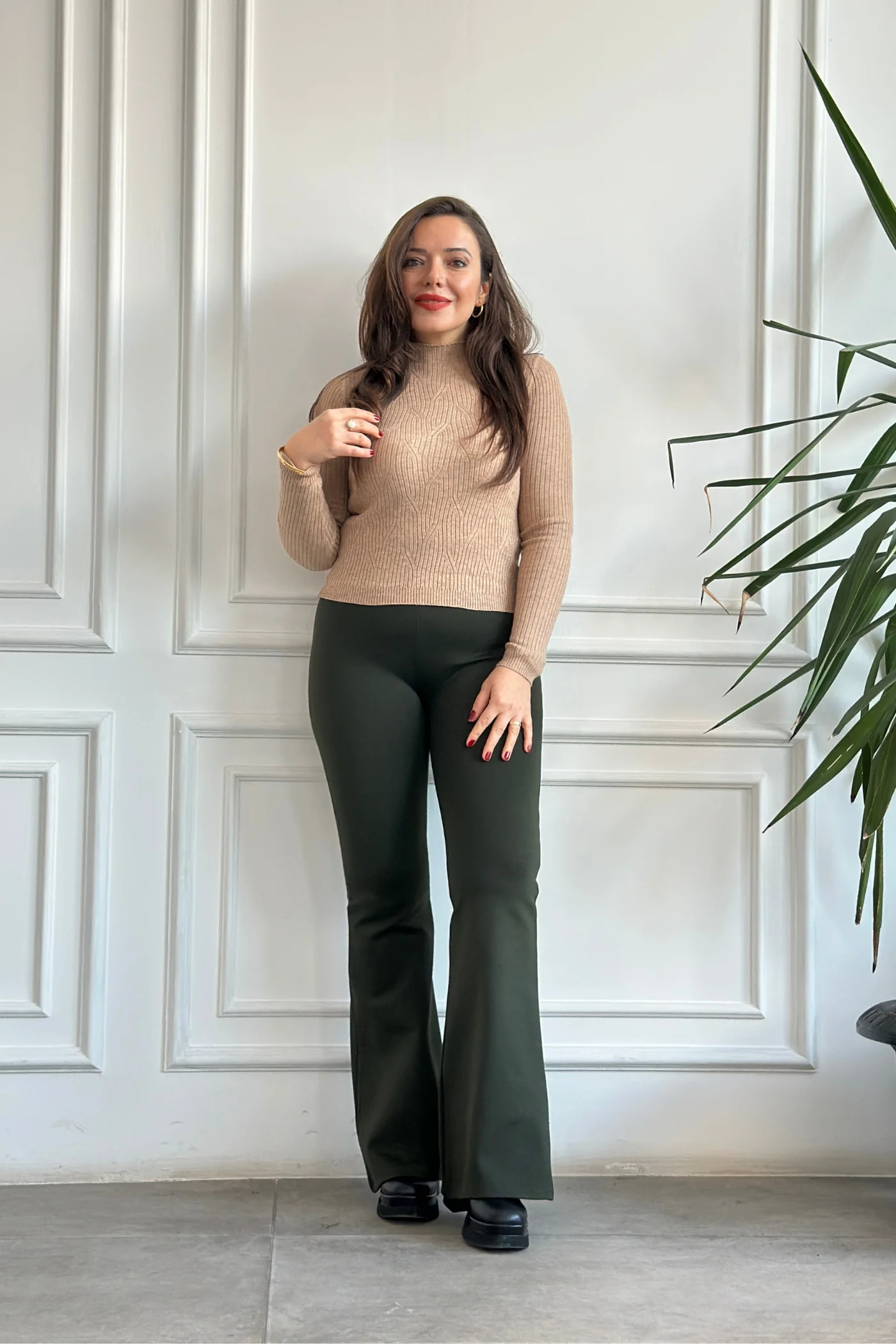 Yarım Balıkçı Fitilli Triko - SUTLU KAHVE