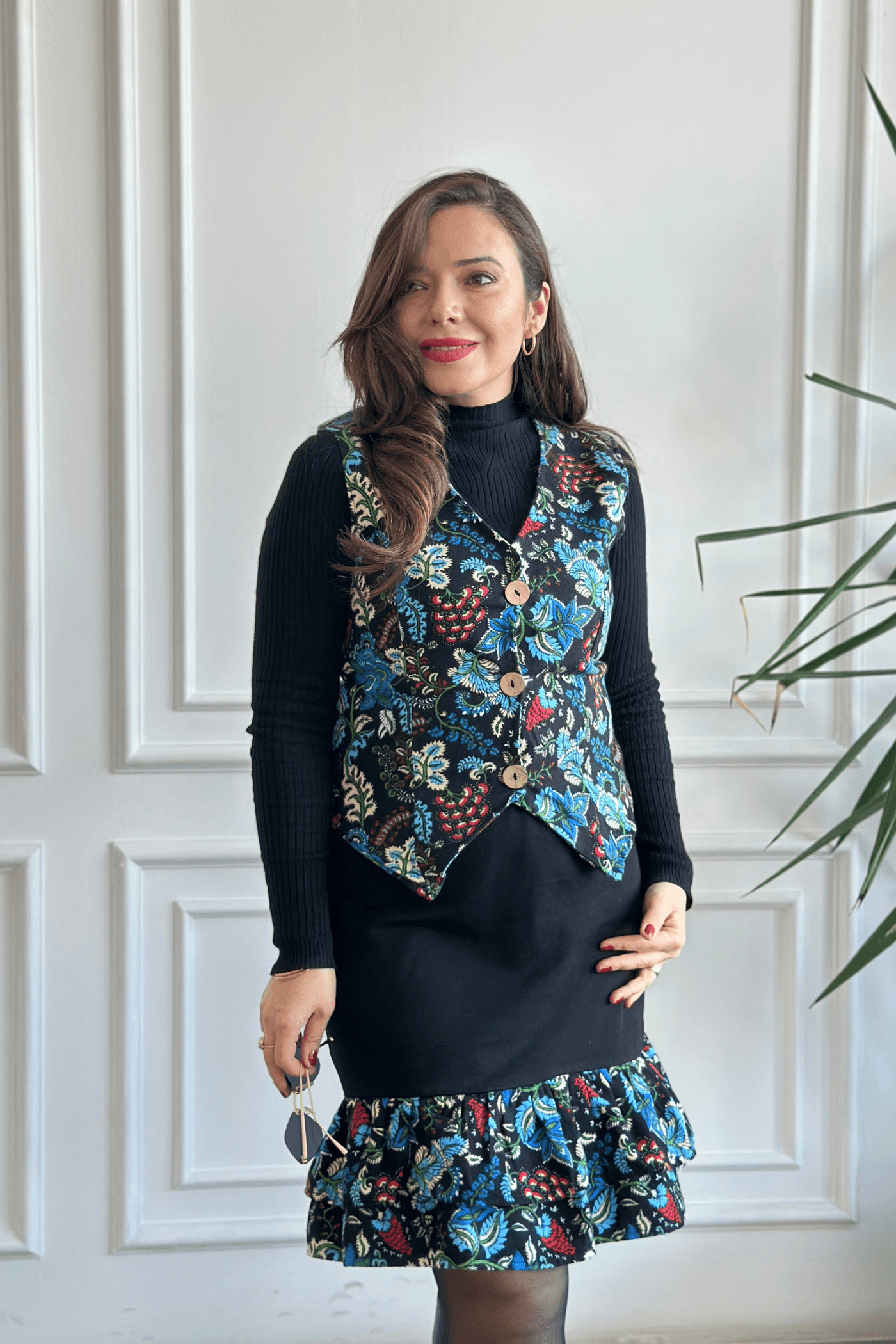 Etek Ucu Pazen Etek - SIYAH MAVI