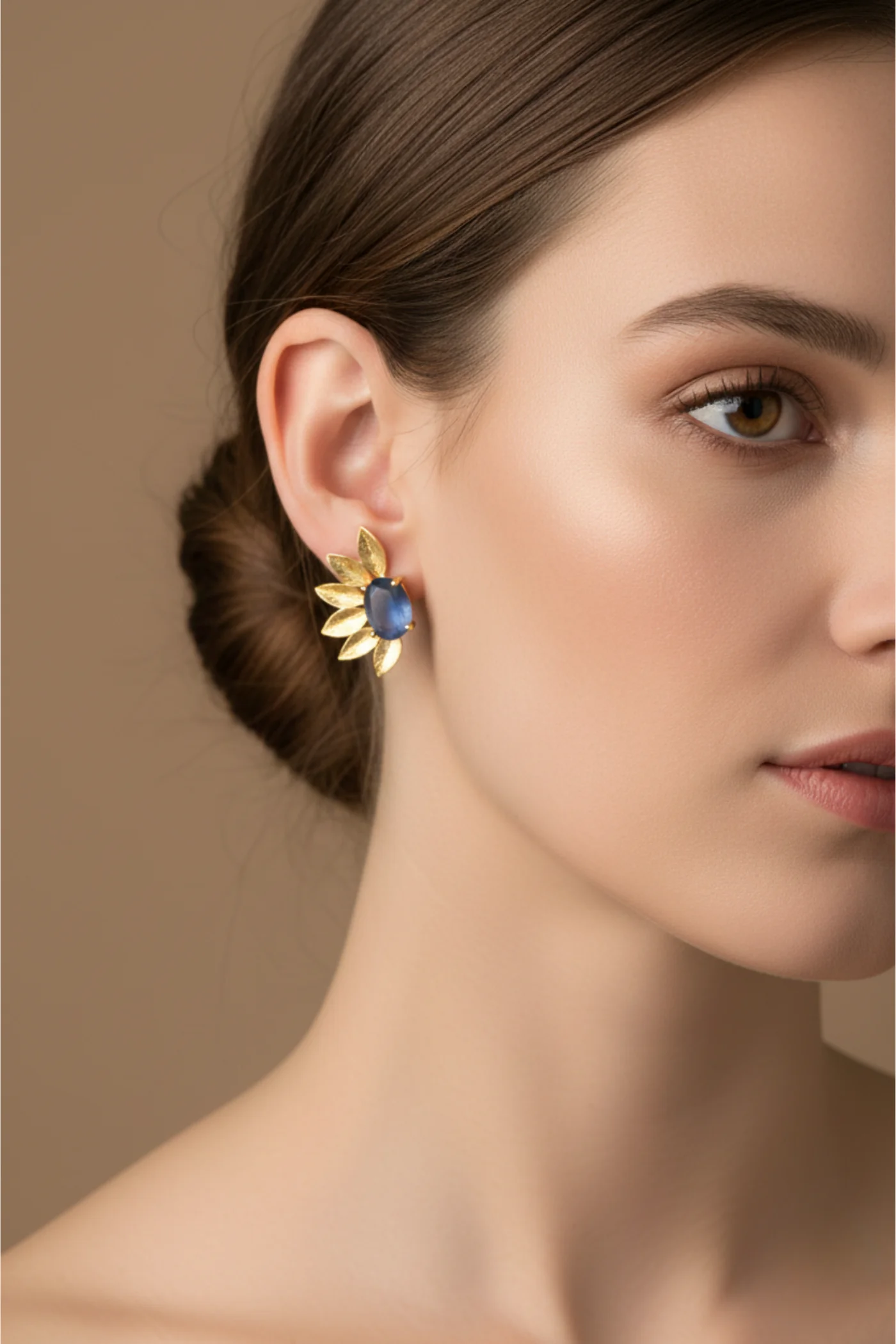 KP16 GOLD PAPATYA KÜPE  - GOLD MAVİ