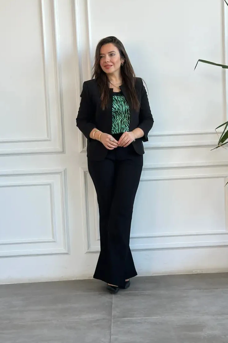 Beli Lastikli İspanyol Paça Pantolon