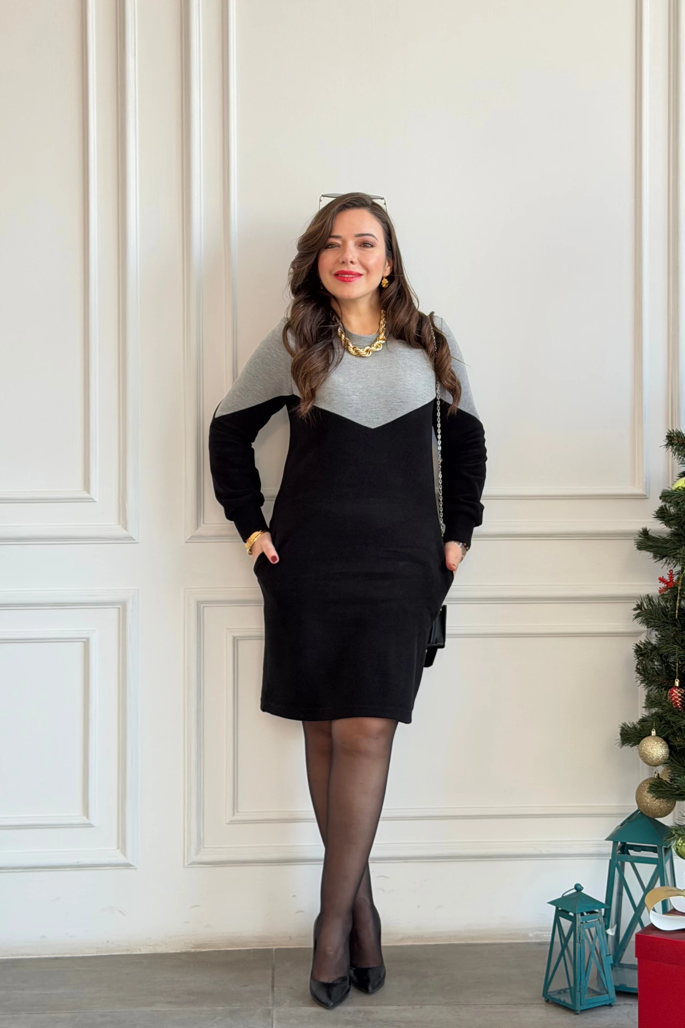 Çanta Aksesuar Detaylı Elbise