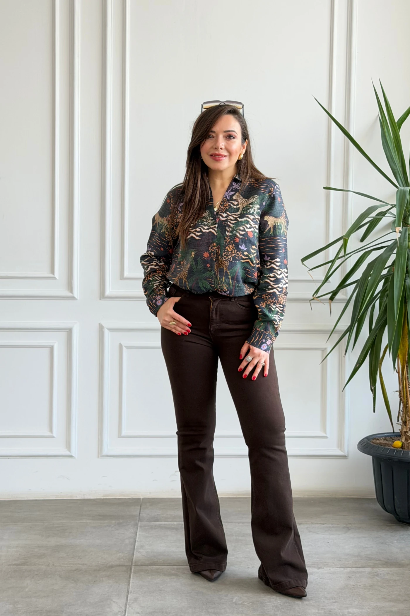 Safari Desen Tek Cepli Gömlek