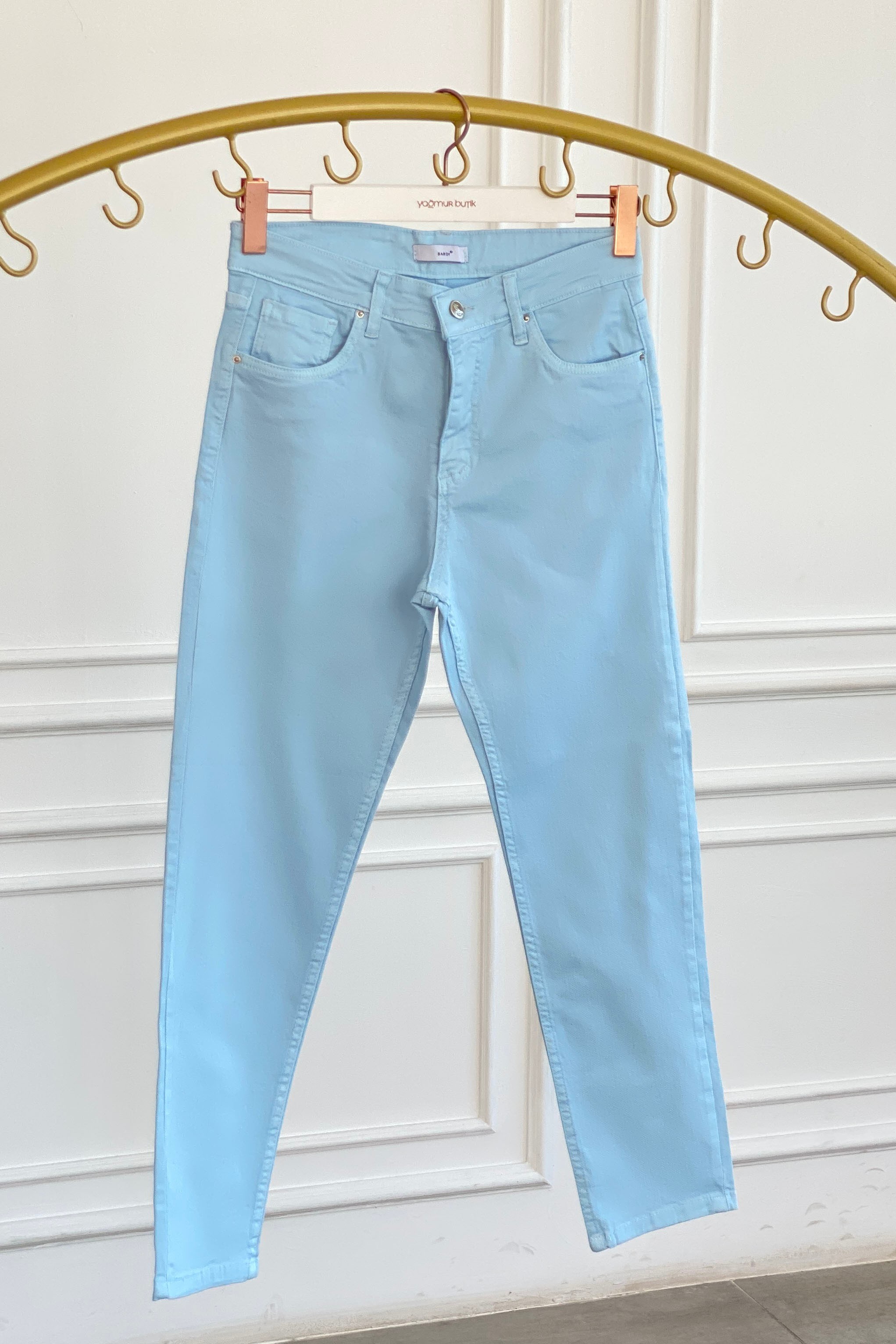 Yüksek Bel Likralı Mom Jean - BEBE MAVISI