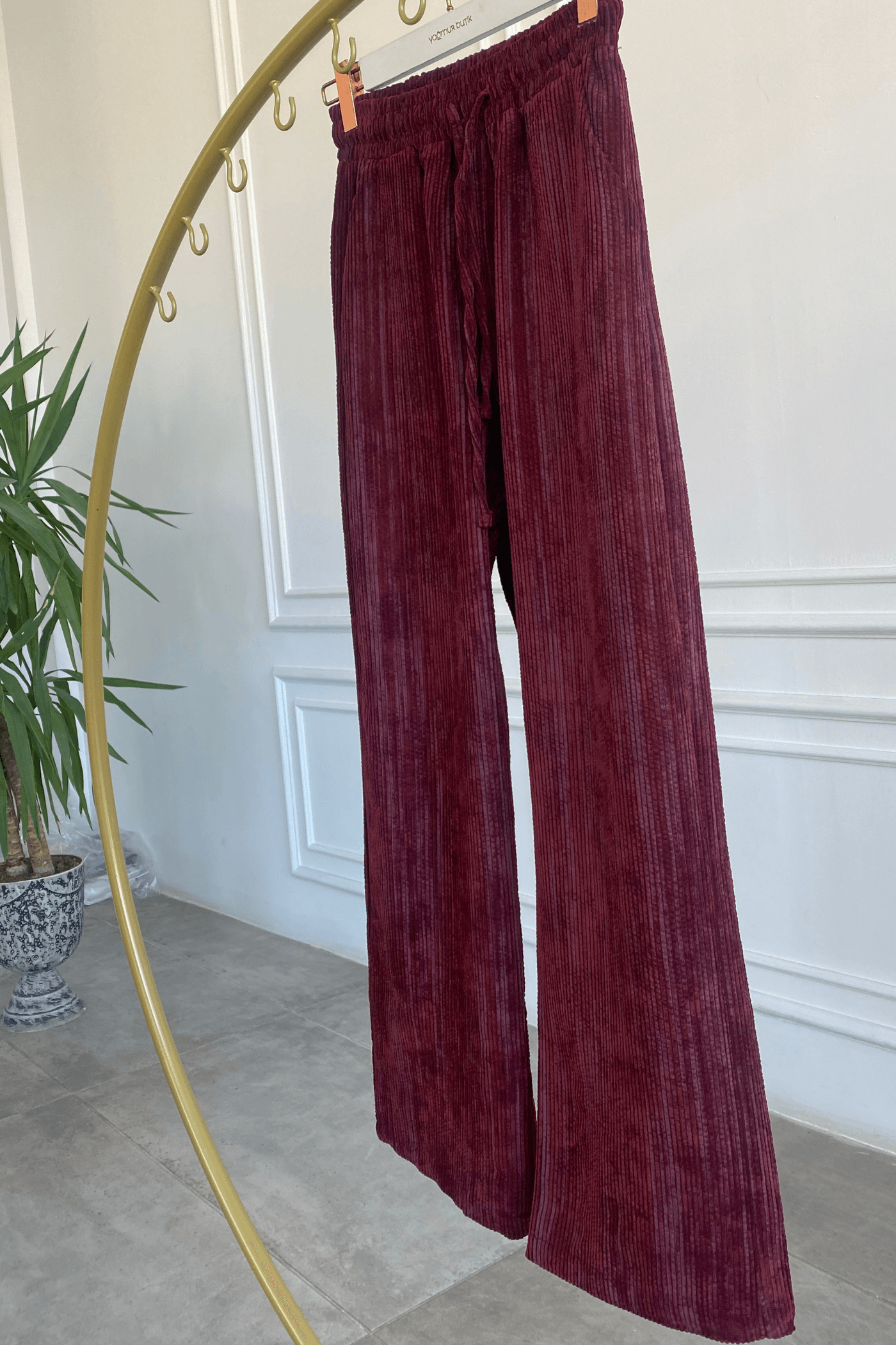 Kadife Fitilli Bol Paça Pantolon