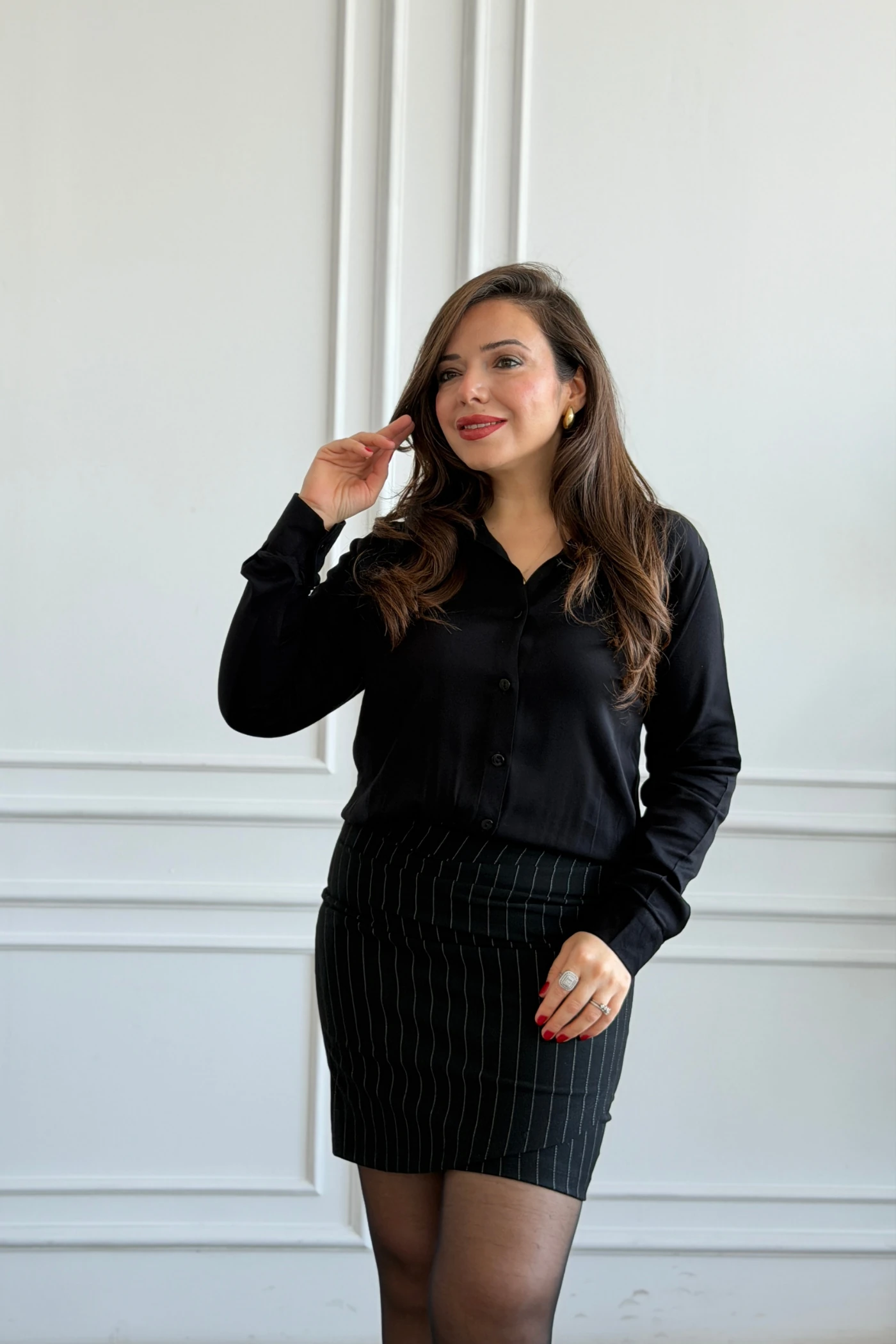 Gömlek Detaylı Scuba Elbise