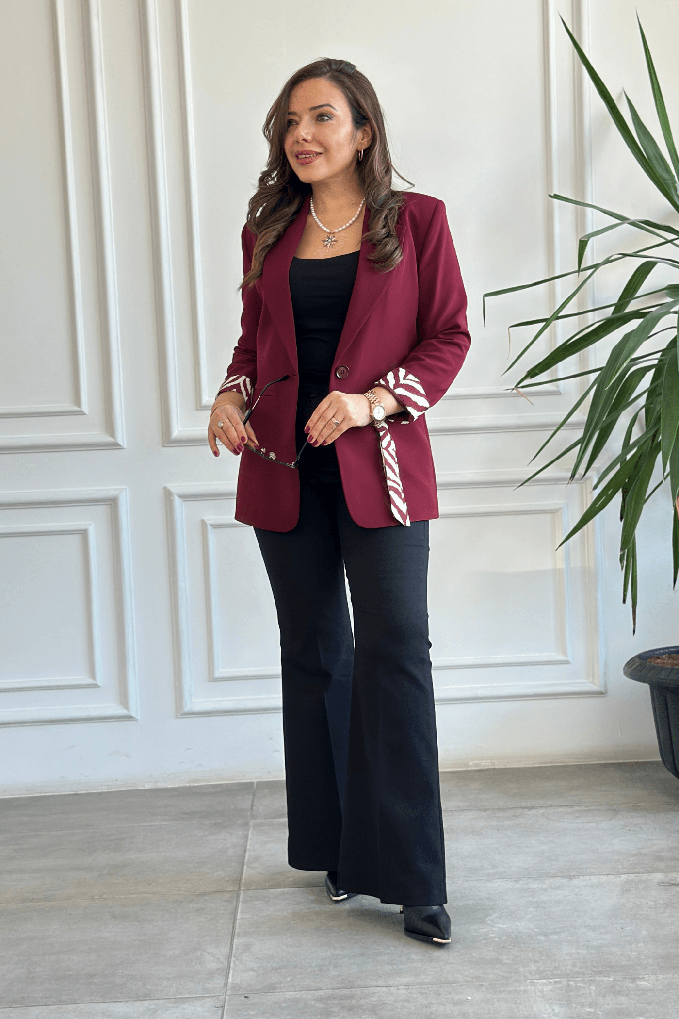 Cebi Fularlı Blazer Ceket