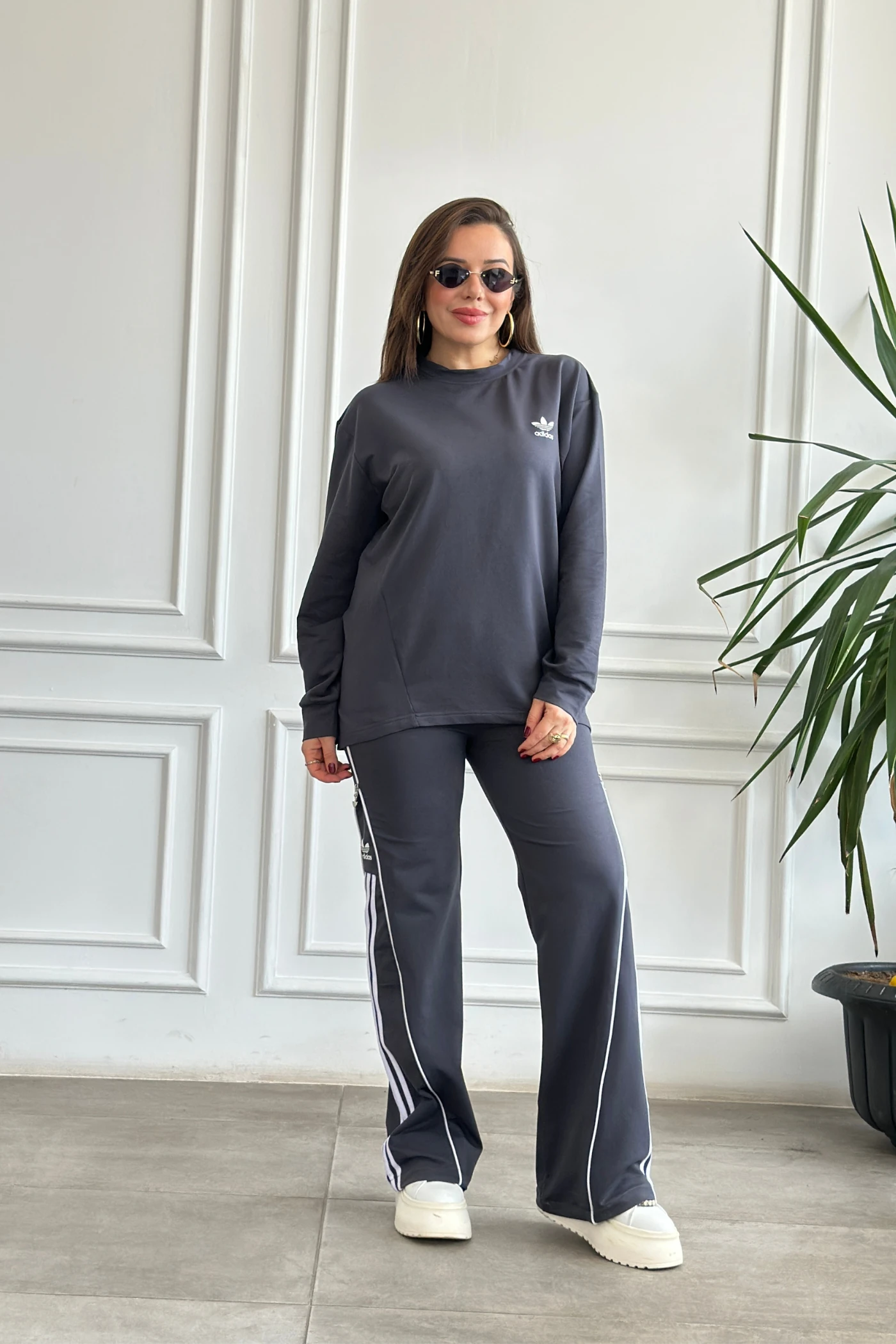 Arkası Ve Paçası Fermuar Detaylı Eşofman Takımı - ANTRASIT