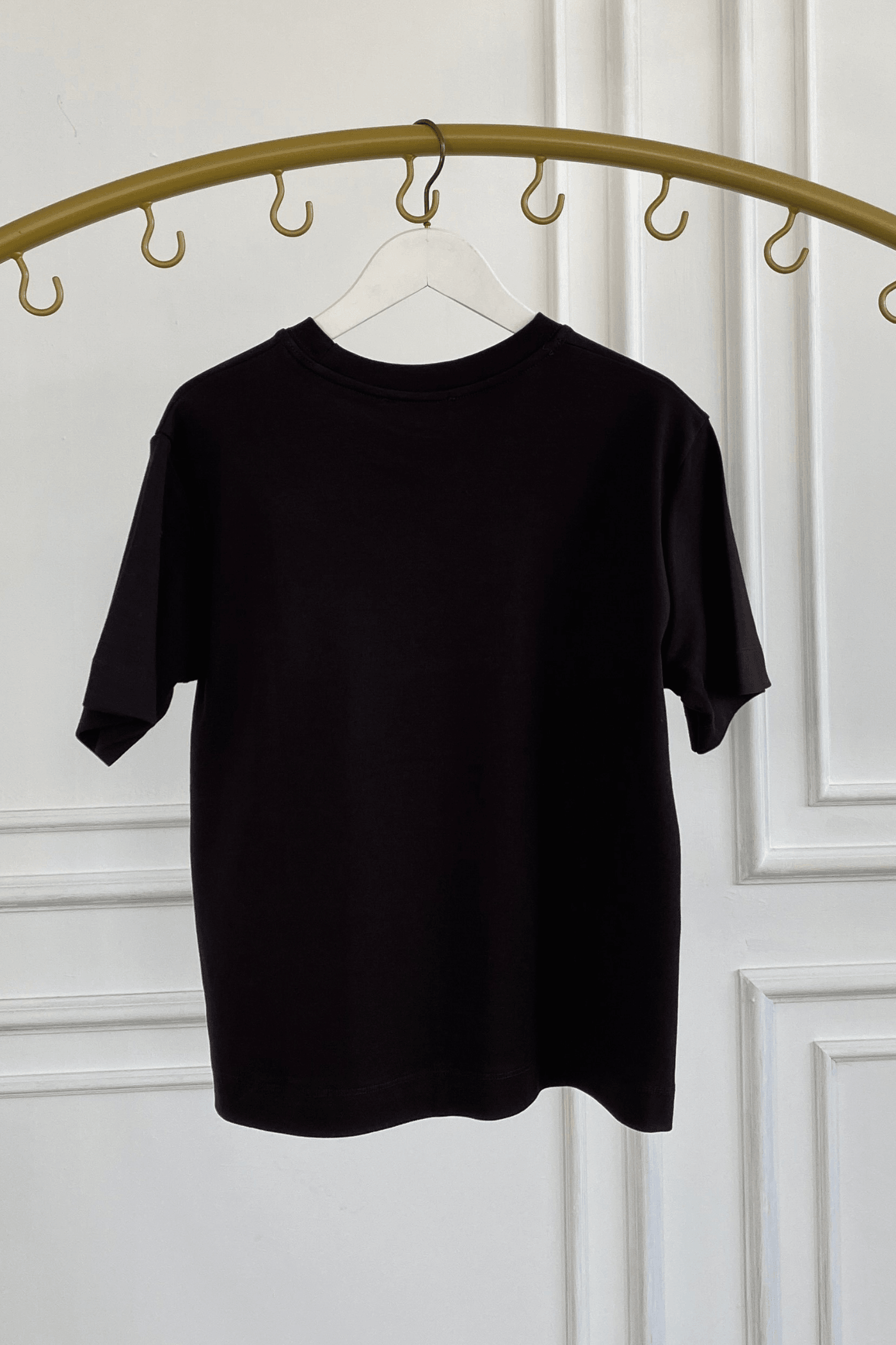 Bisiklet Yaka Kısa Kollu Düz T-Shirt - KAHVERENGI