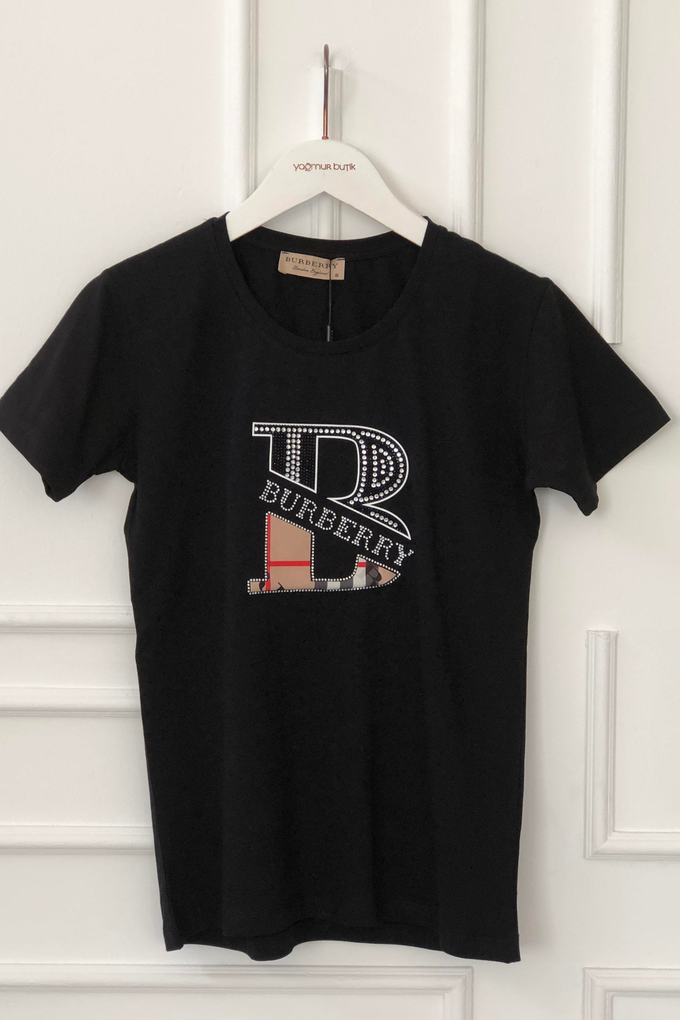 Bisiklet Yaka Yazı Ve Taş Detaylı T-Shirt