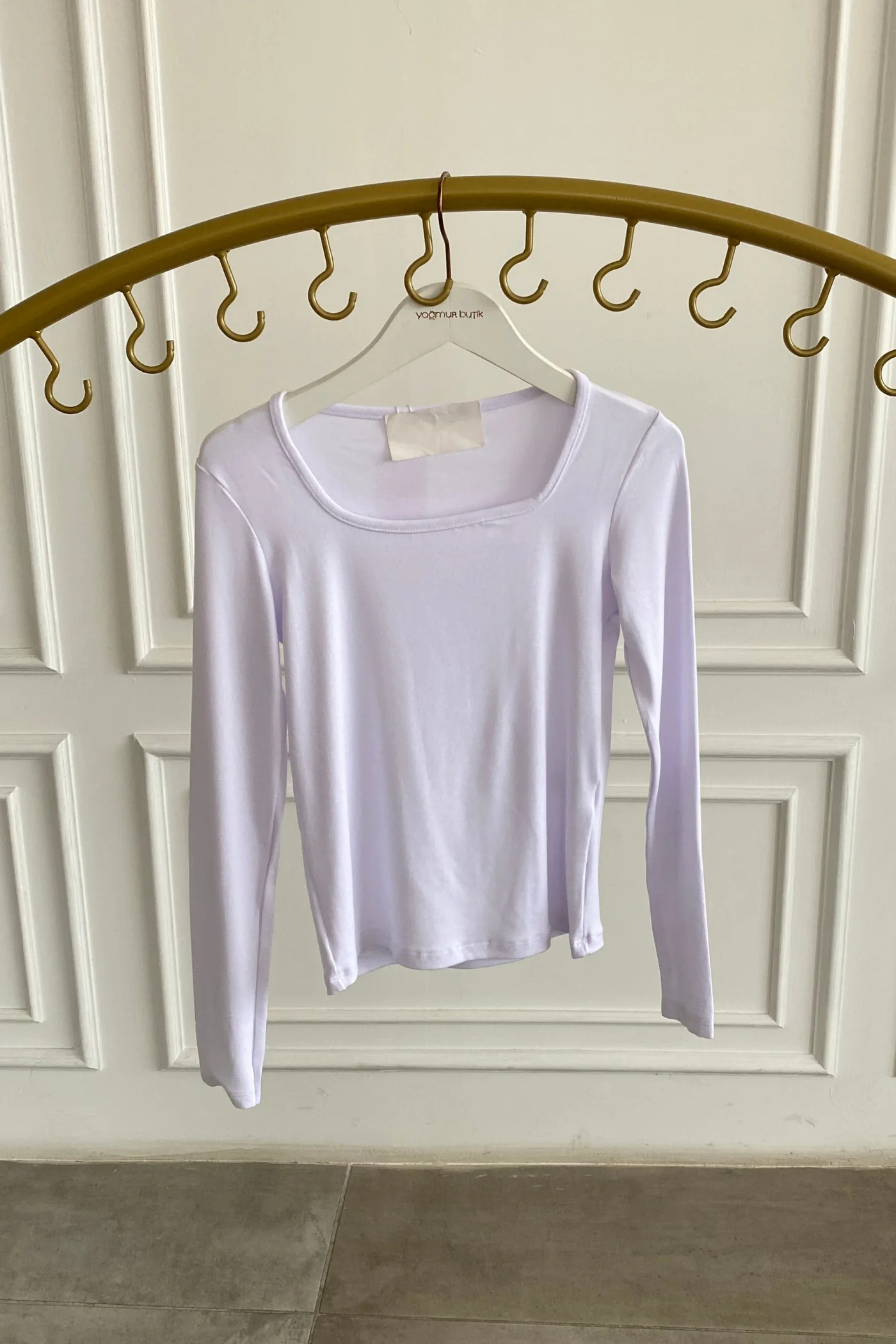 Kare Yaka Uzun Kollu Badi - BEYAZ