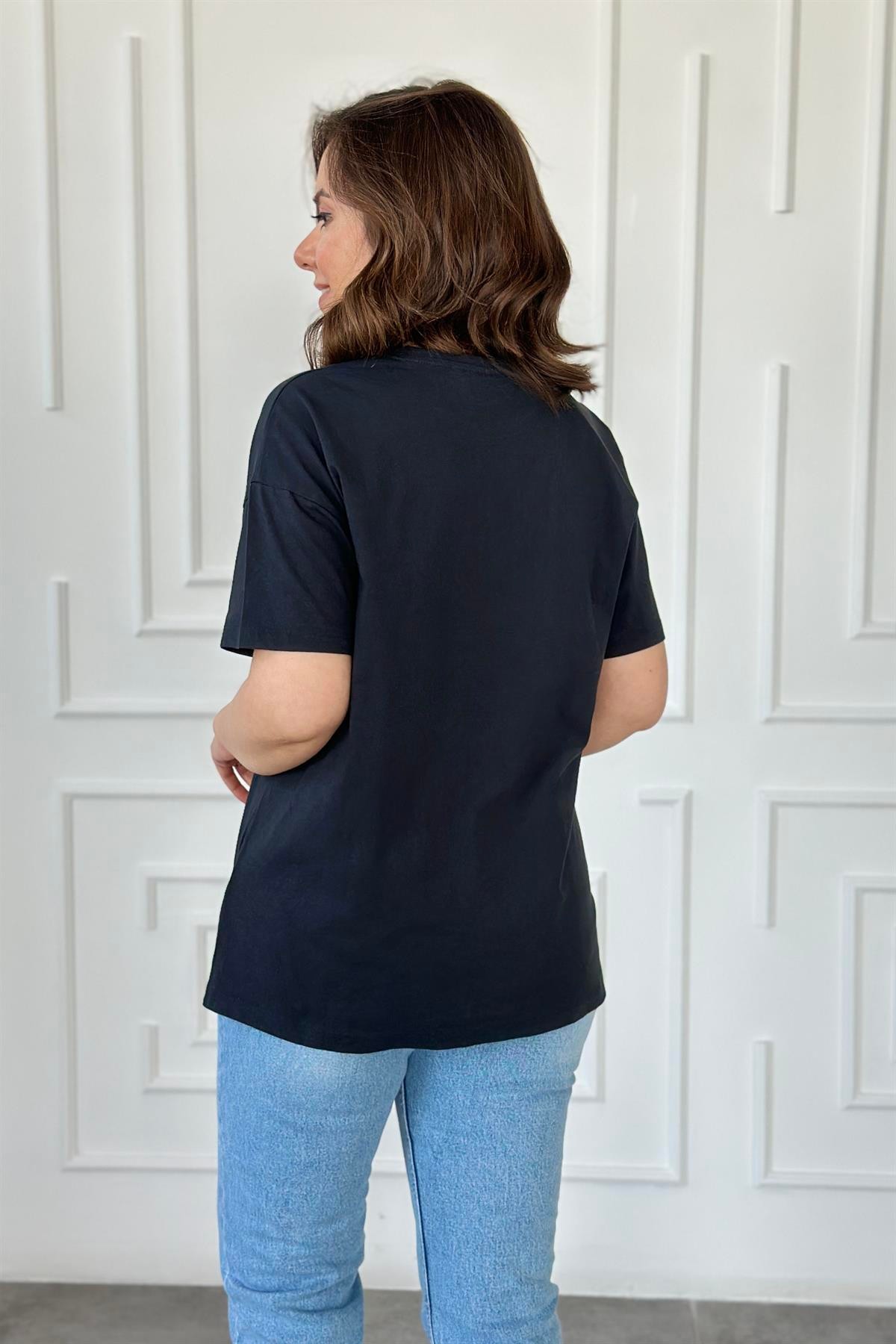 Yazı Ve Çiçek Detaylı T-Shirt