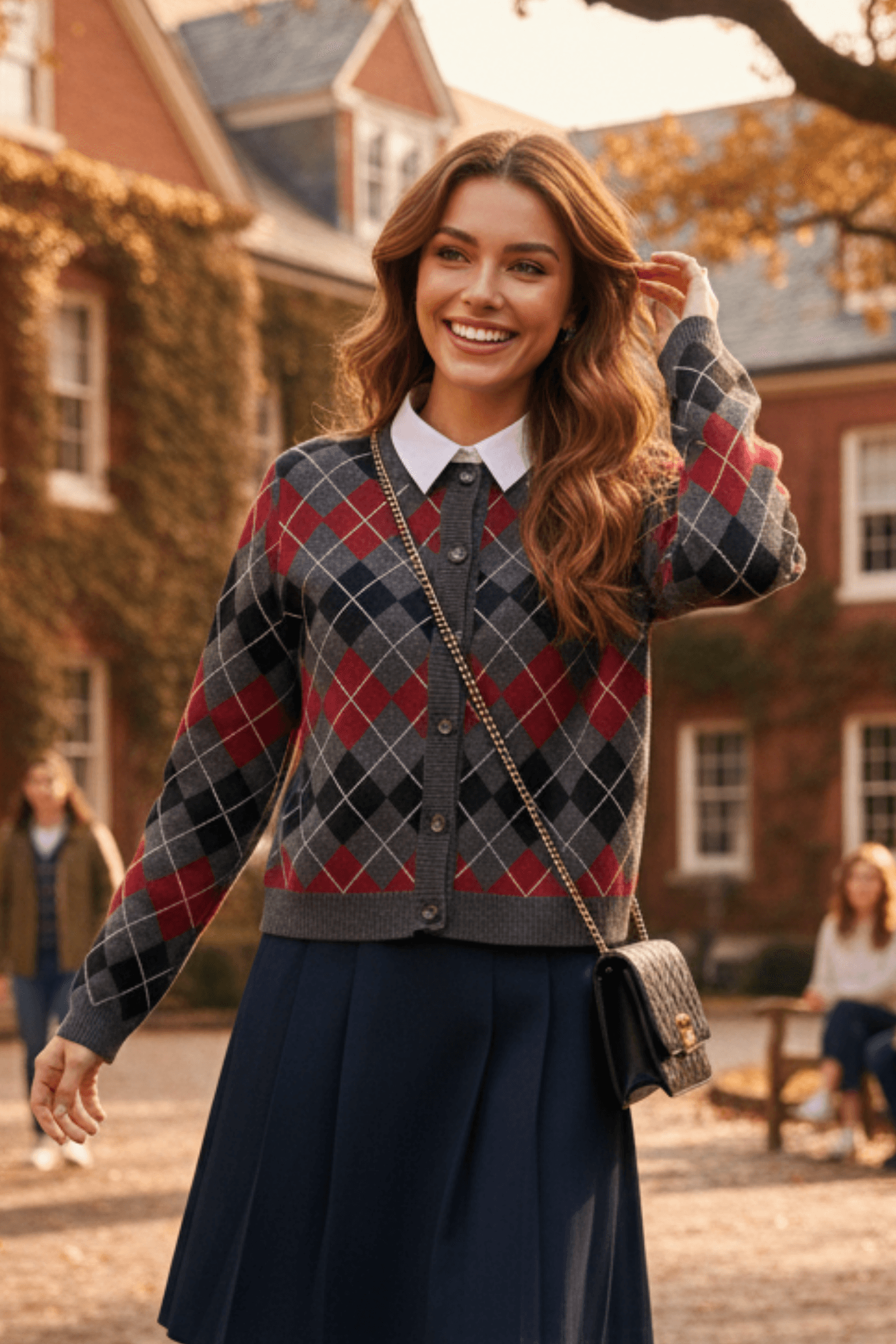 Baklava Desen Düğme Detaylı Triko Ceket