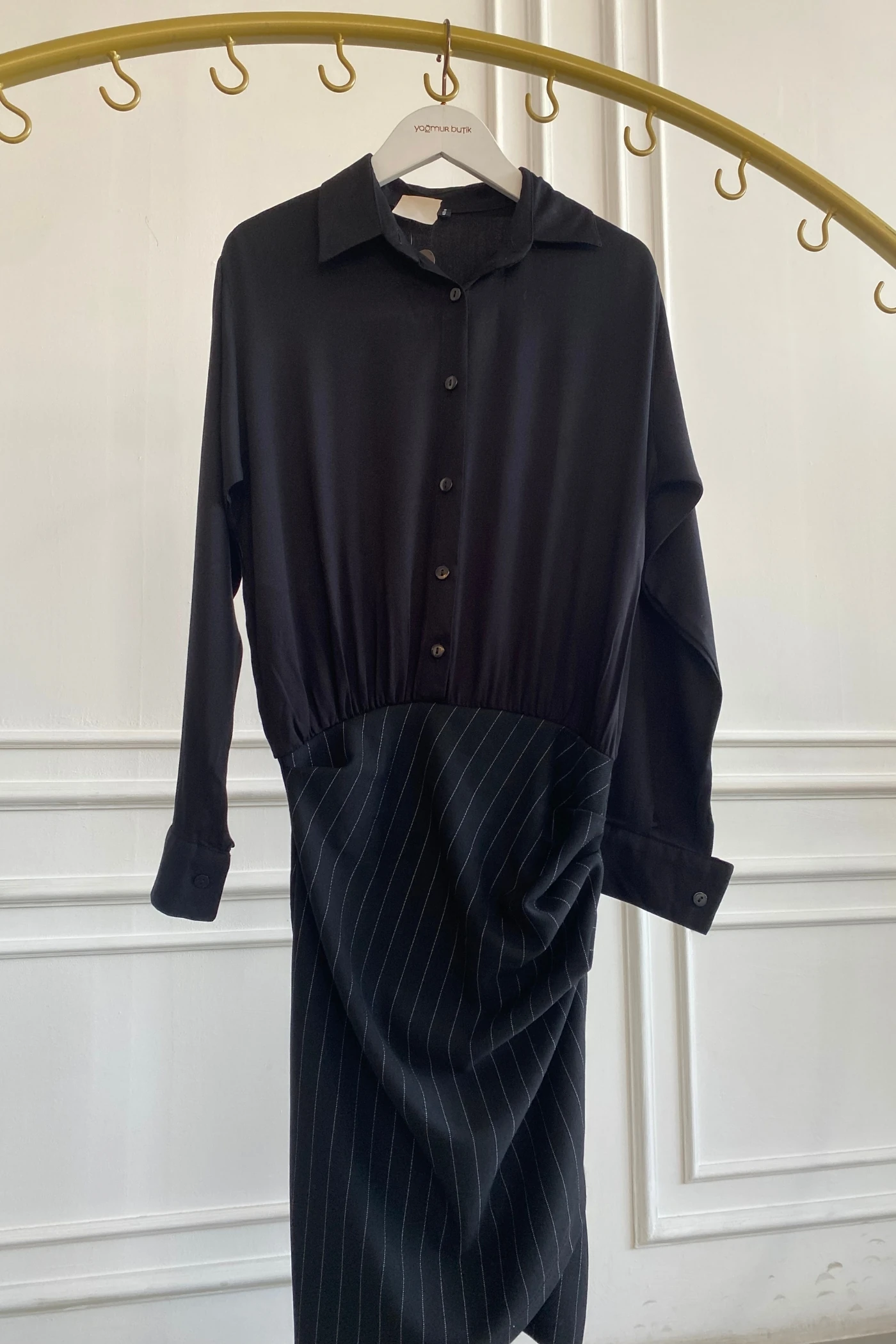 Gömlek Detaylı Scuba Elbise