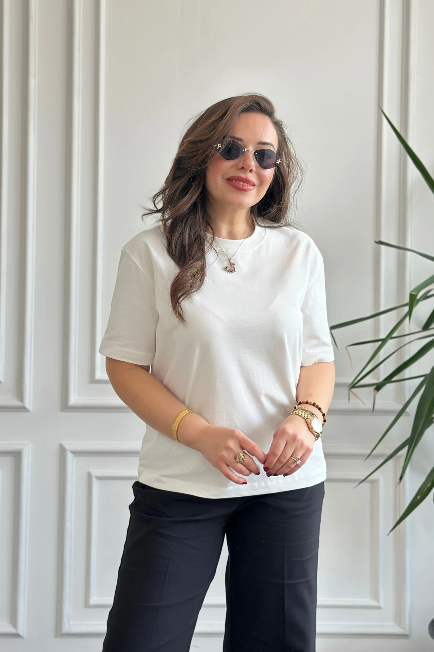 Bisiklet Yaka Kısa Kollu Düz T-Shirt