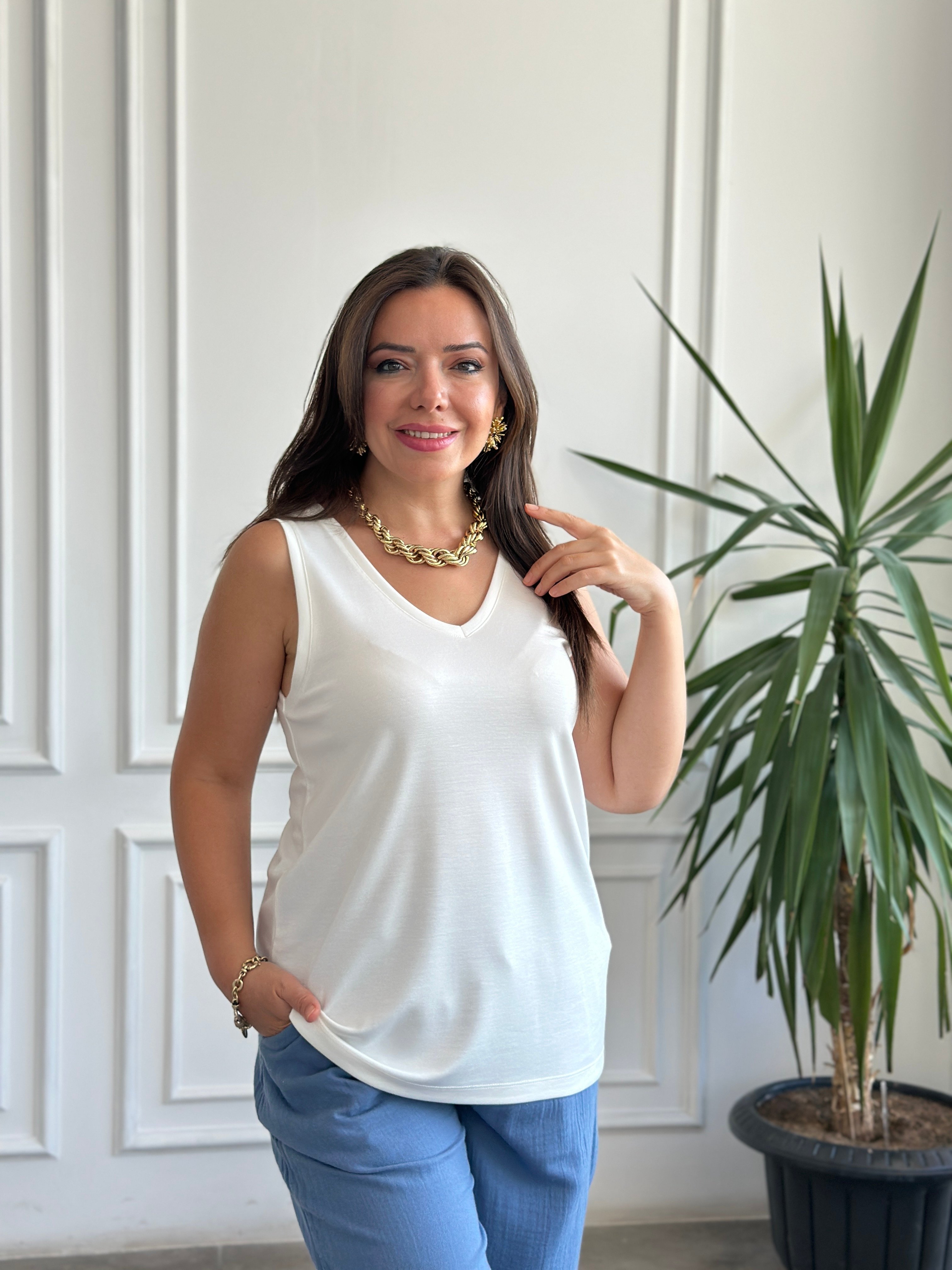 Ön Ve Arka V Yaka Modal Atlet