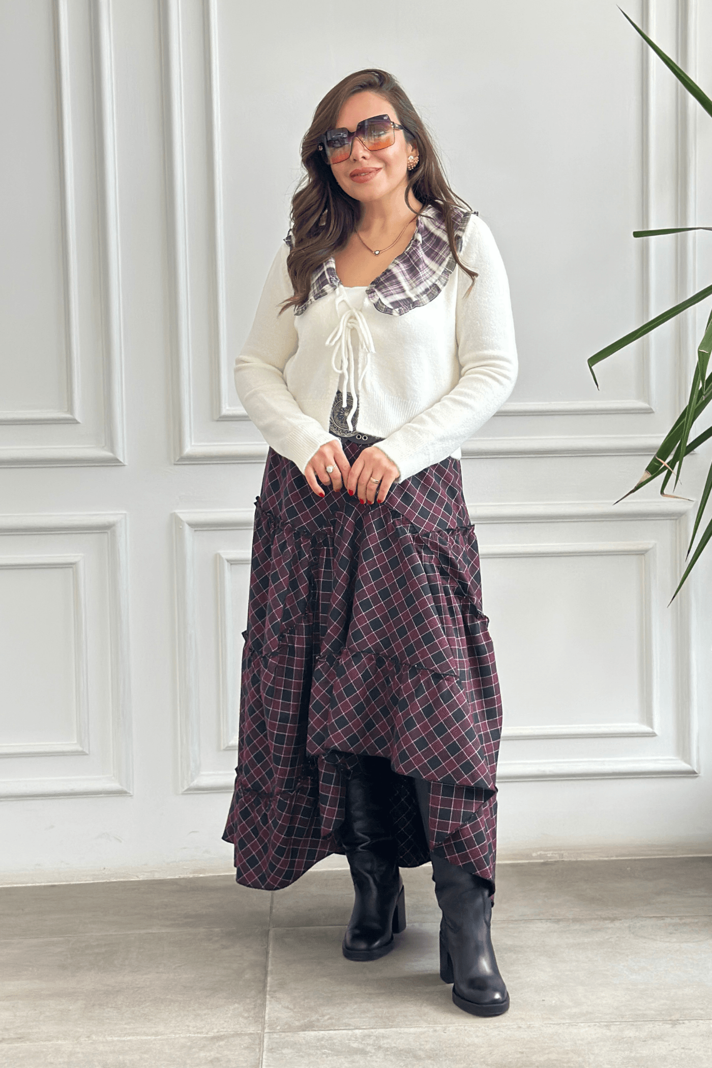 Yaka Detaylı Triko Hırka - EKRU