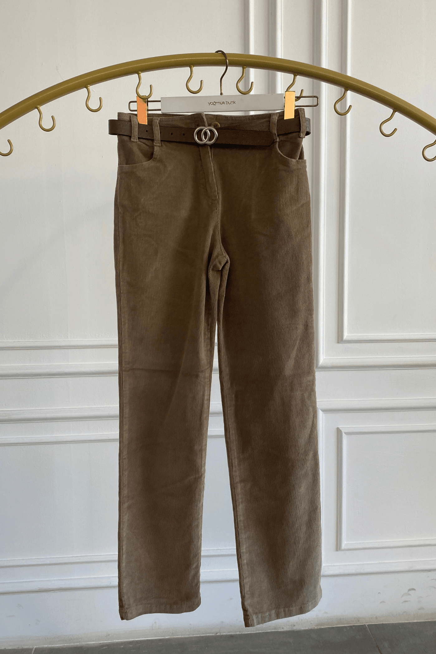 Kemerli Kadife Pantolon