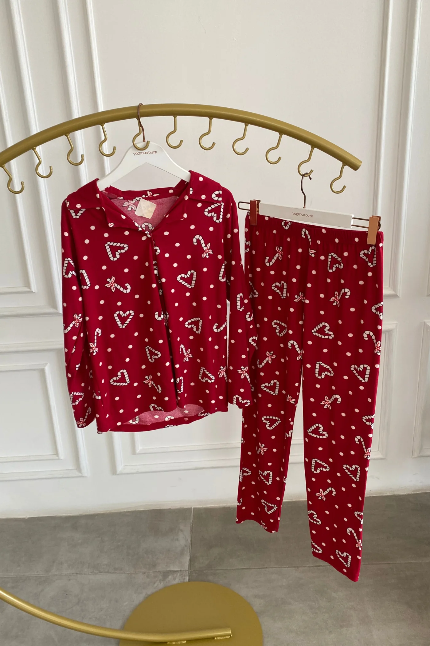 Kalp Ve Şeker Desenli Pijama Takımı 